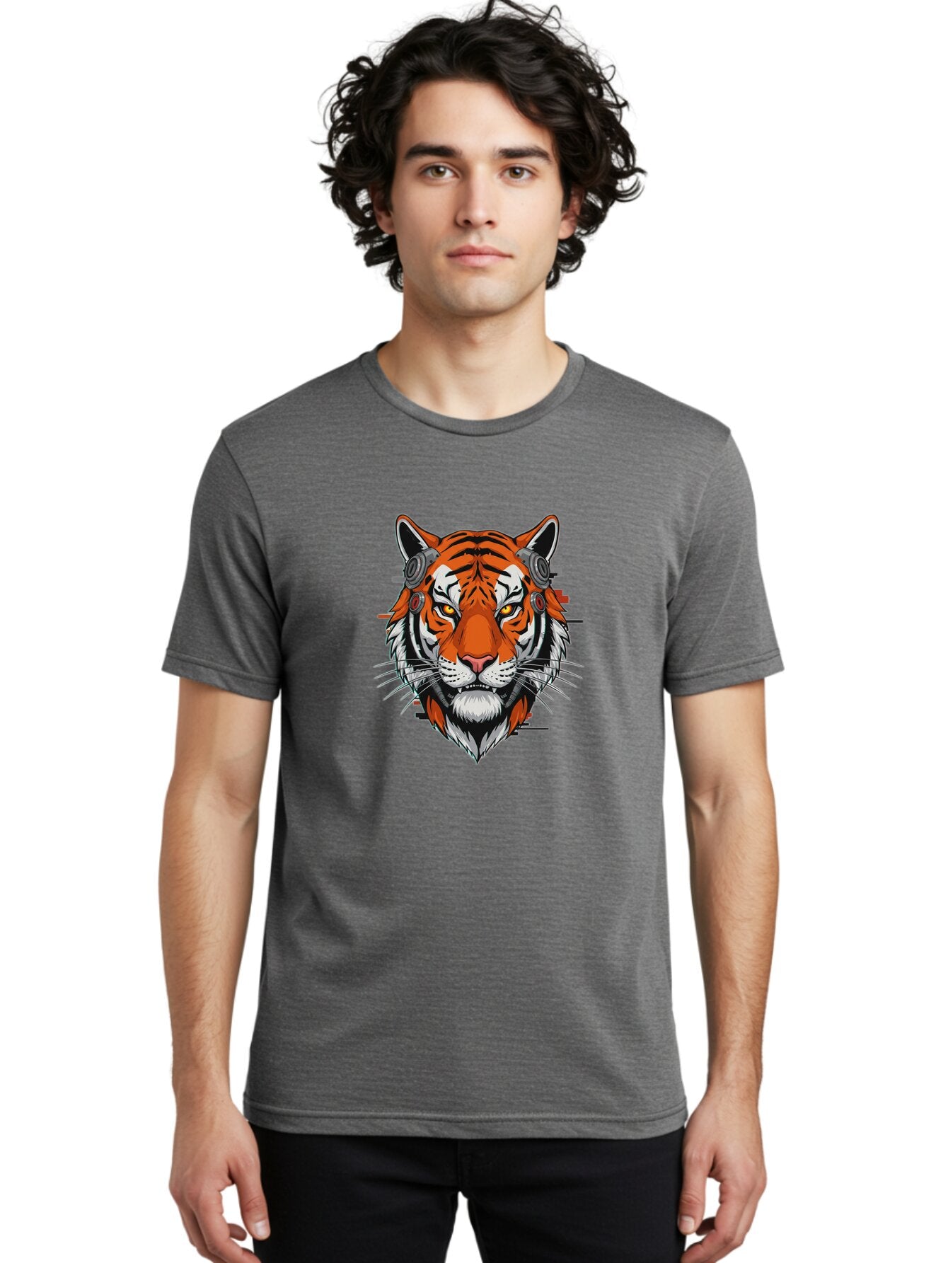 Tiger-Headphones Men'S Graphic Tee, 100% Cotton, Comfortable Casual Summer Wear, Machine Washable, Vintage Camera, Old Camera, Antique Camera, Black Camera, Classic Photography, Photography Equipment, Nostalgic Device, Film Camera, Camera Art Baq137 28
