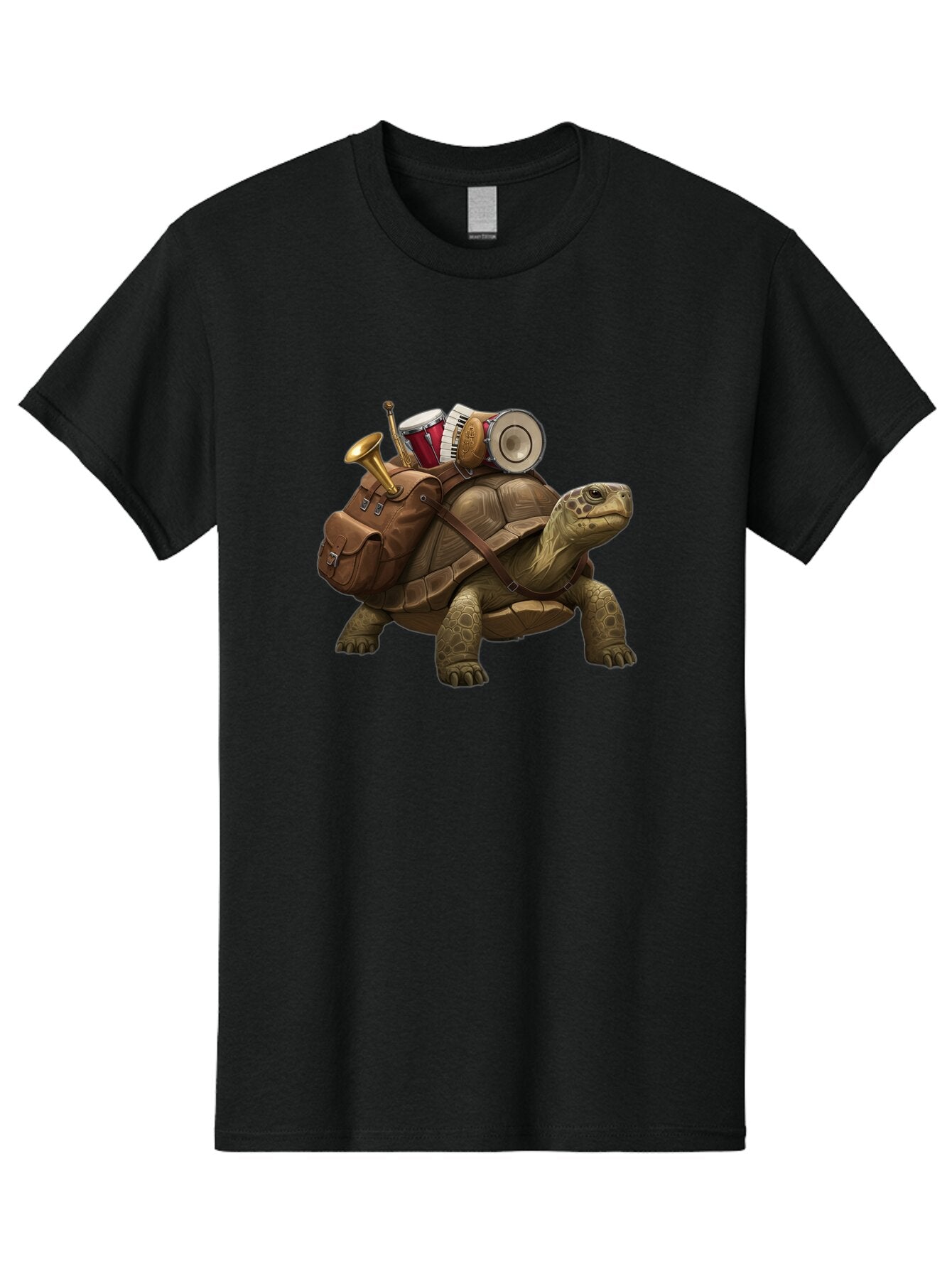 Tortoise-With-Backpack-And-Drums Men'S Graphic Tee, 100% Cotton, Comfortable Casual Summer Wear, Machine Washable, Vintage Camera, Old Camera, Antique Camera, Black Camera, Classic Photography, Photography Equipment, Nostalgic Device, Baq146 3