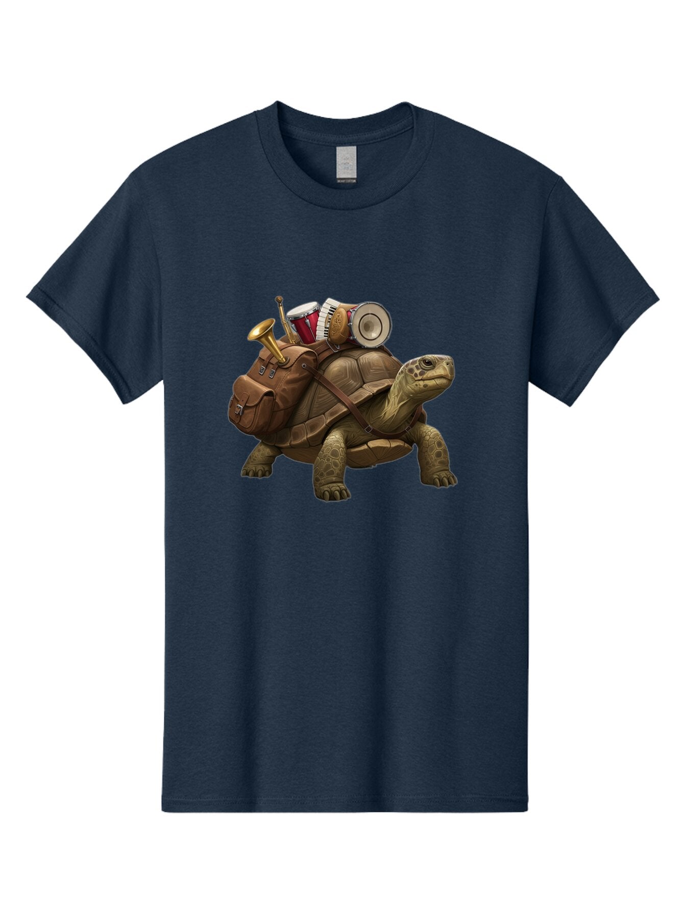 Tortoise-With-Backpack-And-Drums Men'S Graphic Tee, 100% Cotton, Comfortable Casual Summer Wear, Machine Washable, Vintage Camera, Old Camera, Antique Camera, Black Camera, Classic Photography, Photography Equipment, Nostalgic Device, Baq146 12