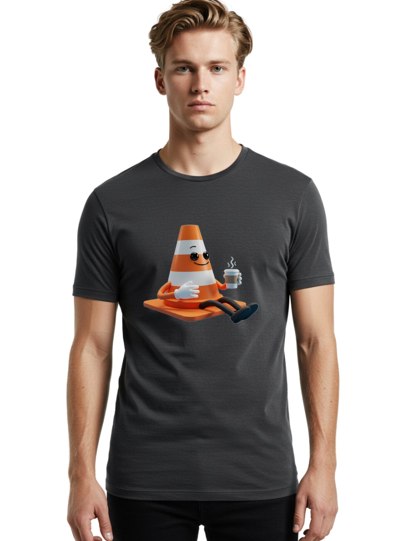 Traffic-Cone-Character Men'S Graphic Tee, 100% Cotton, Comfortable Casual Summer Wear, Machine Washable, Vintage Camera, Old Camera, Antique Camera, Black Camera, Classic Photography, Photography Equipment, Nostalgic Device, Film Camera, Baq152 16