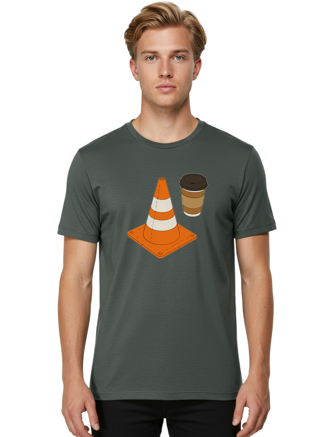 Traffic-Cone-Coffee-1 Men'S Graphic Tee, 100% Cotton, Comfortable Casual Summer Wear, Machine Washable, Vintage Camera, Old Camera, Antique Camera, Black Camera, Classic Photography, Photography Equipment, Nostalgic Device, Film Camera, Baq153 20