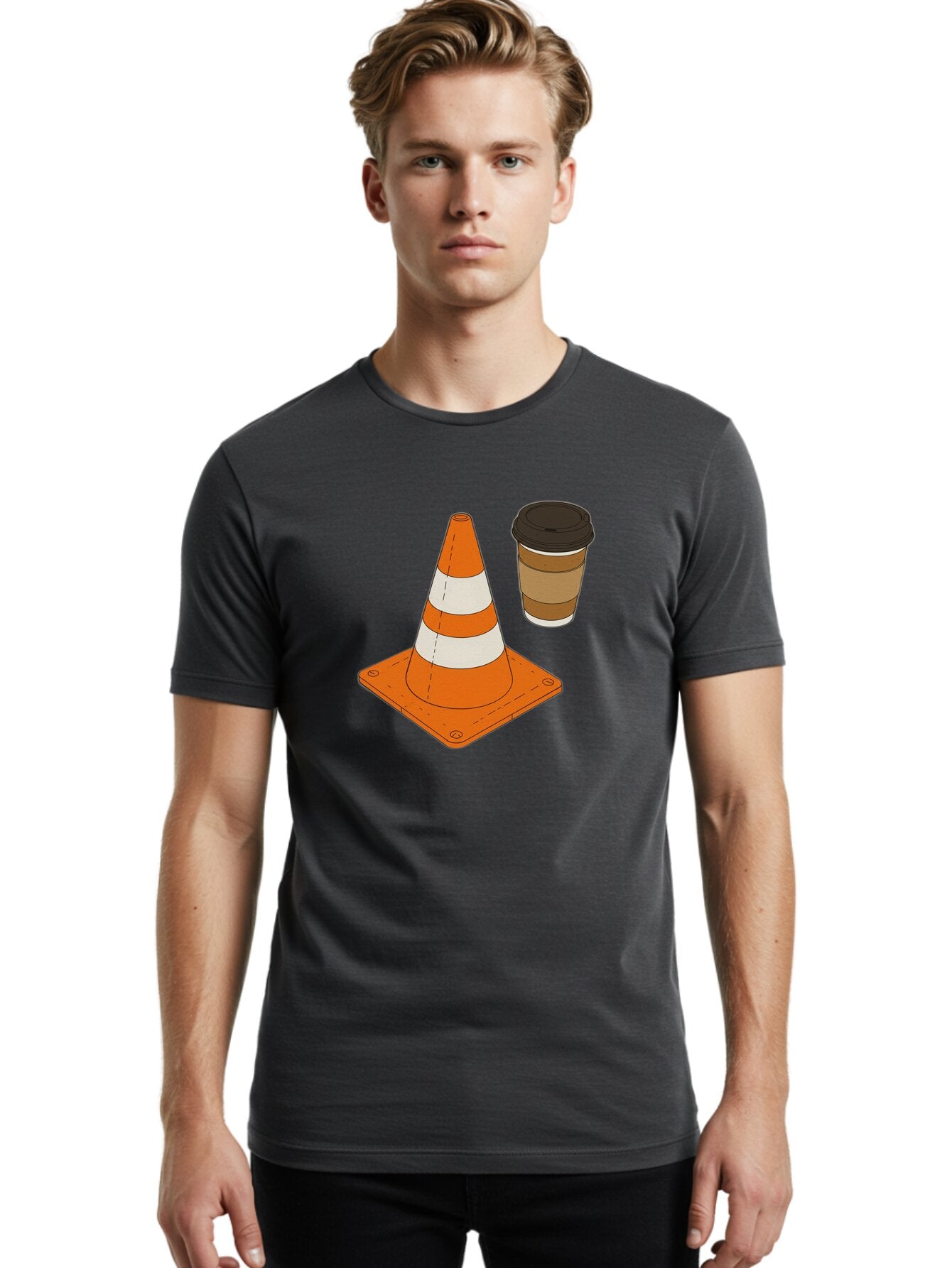 Traffic-Cone-Coffee-1 Men'S Graphic Tee, 100% Cotton, Comfortable Casual Summer Wear, Machine Washable, Vintage Camera, Old Camera, Antique Camera, Black Camera, Classic Photography, Photography Equipment, Nostalgic Device, Film Camera, Baq153 24