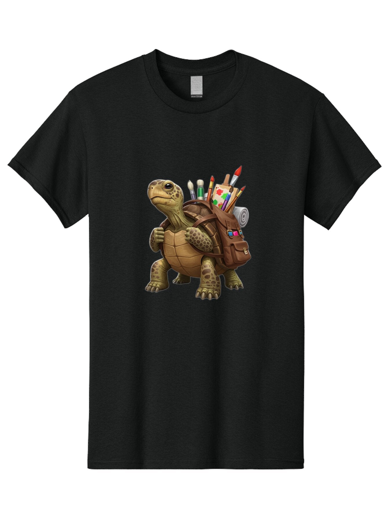 Turtle-With-Brown-Backpack Men'S Graphic Tee, 100% Cotton, Comfortable Casual Summer Wear, Machine Washable, Vintage Camera, Old Camera, Antique Camera, Black Camera, Classic Photography, Photography Equipment, Nostalgic Device, Film Camera, Baq162 10