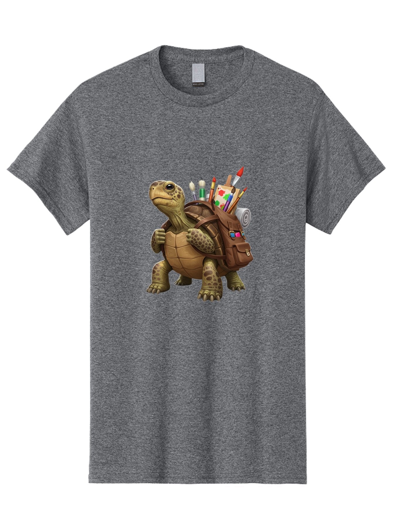 Turtle-With-Brown-Backpack Men'S Graphic Tee, 100% Cotton, Comfortable Casual Summer Wear, Machine Washable, Vintage Camera, Old Camera, Antique Camera, Black Camera, Classic Photography, Photography Equipment, Nostalgic Device, Film Camera, Baq162 15