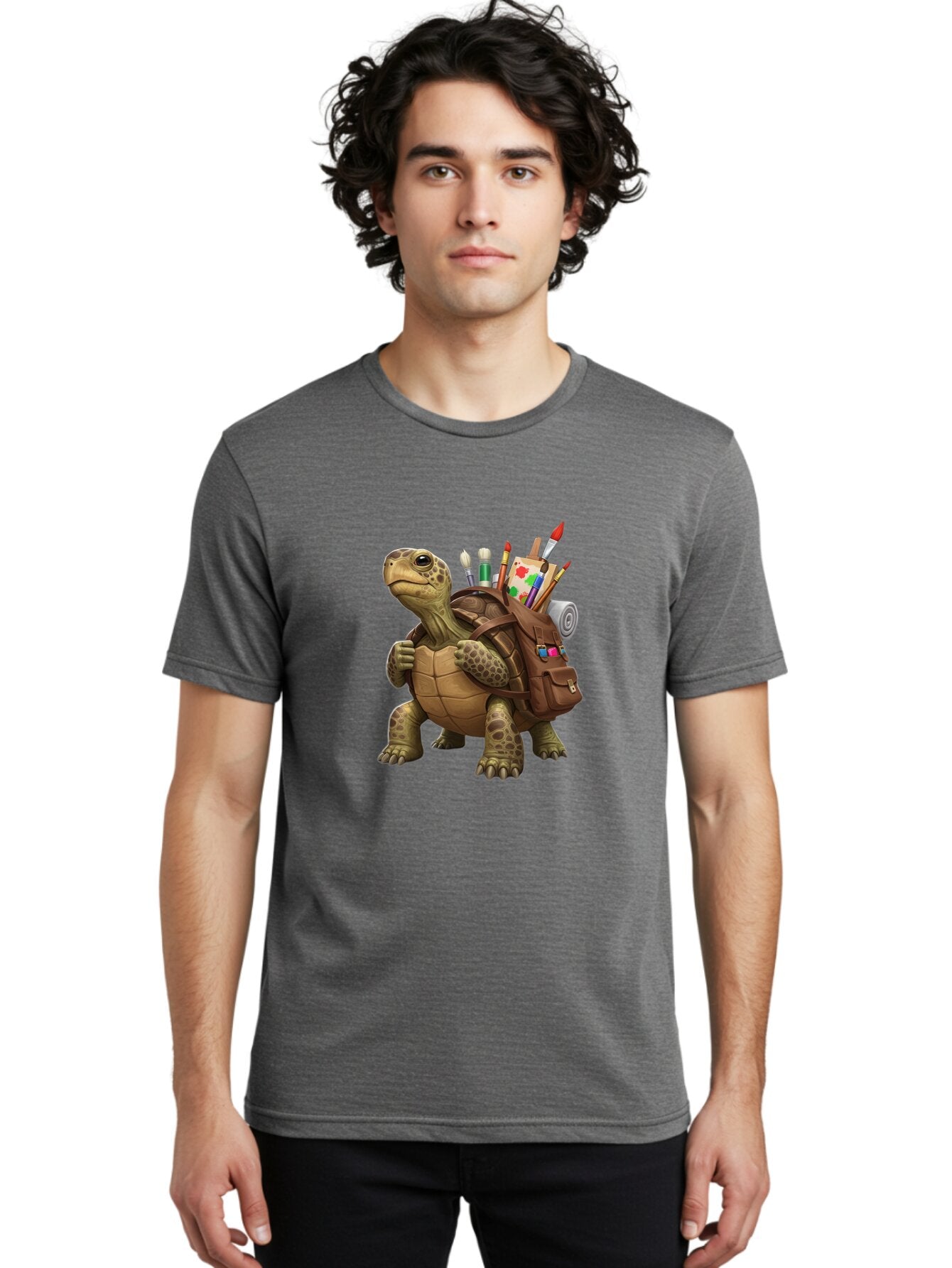 Turtle-With-Brown-Backpack Men'S Graphic Tee, 100% Cotton, Comfortable Casual Summer Wear, Machine Washable, Vintage Camera, Old Camera, Antique Camera, Black Camera, Classic Photography, Photography Equipment, Nostalgic Device, Film Camera, Baq162 30