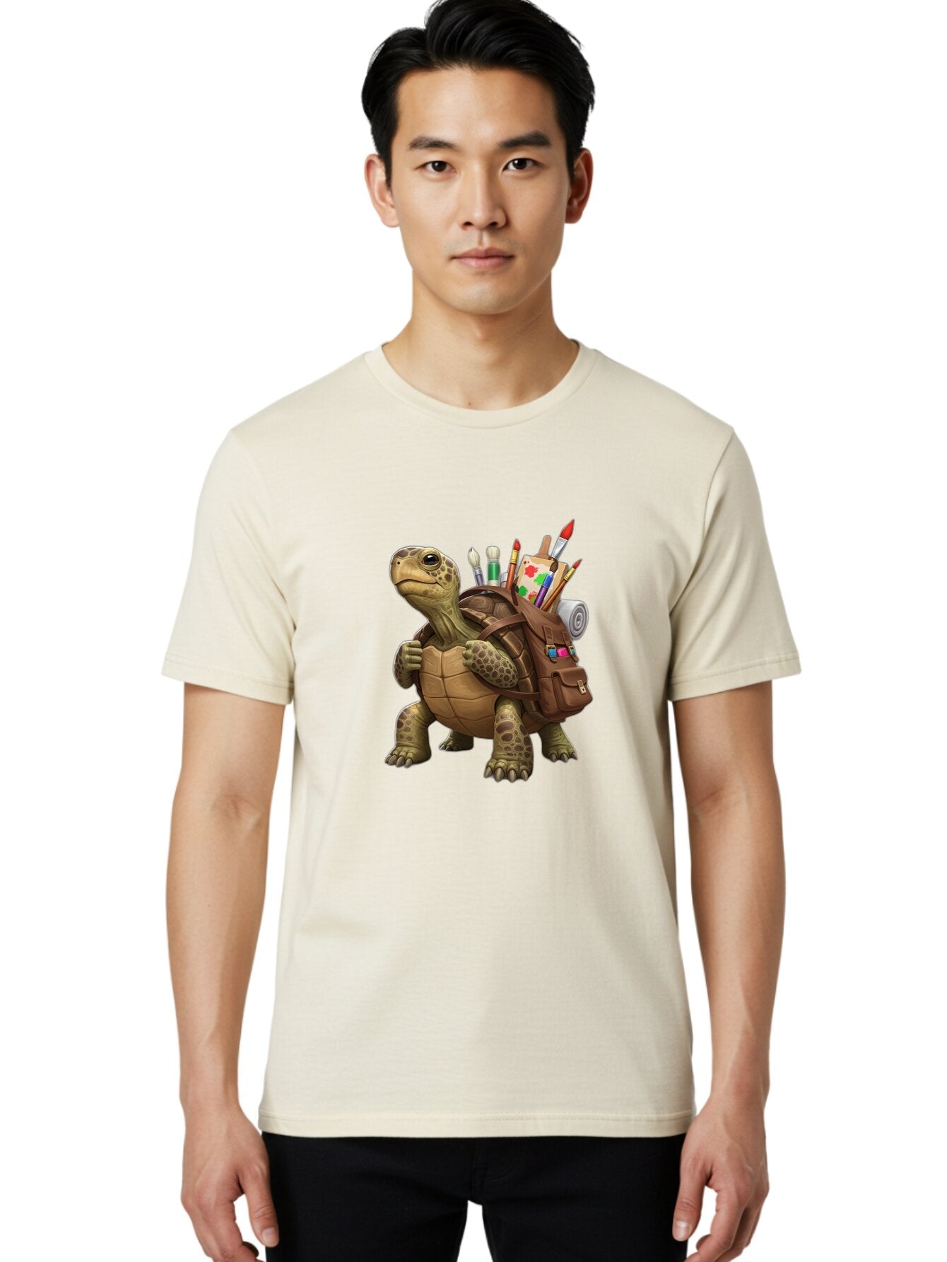 Turtle-With-Brown-Backpack Men'S Graphic Tee, 100% Cotton, Comfortable Casual Summer Wear, Machine Washable, Vintage Camera, Old Camera, Antique Camera, Black Camera, Classic Photography, Photography Equipment, Nostalgic Device, Film Camera, Baq162 18
