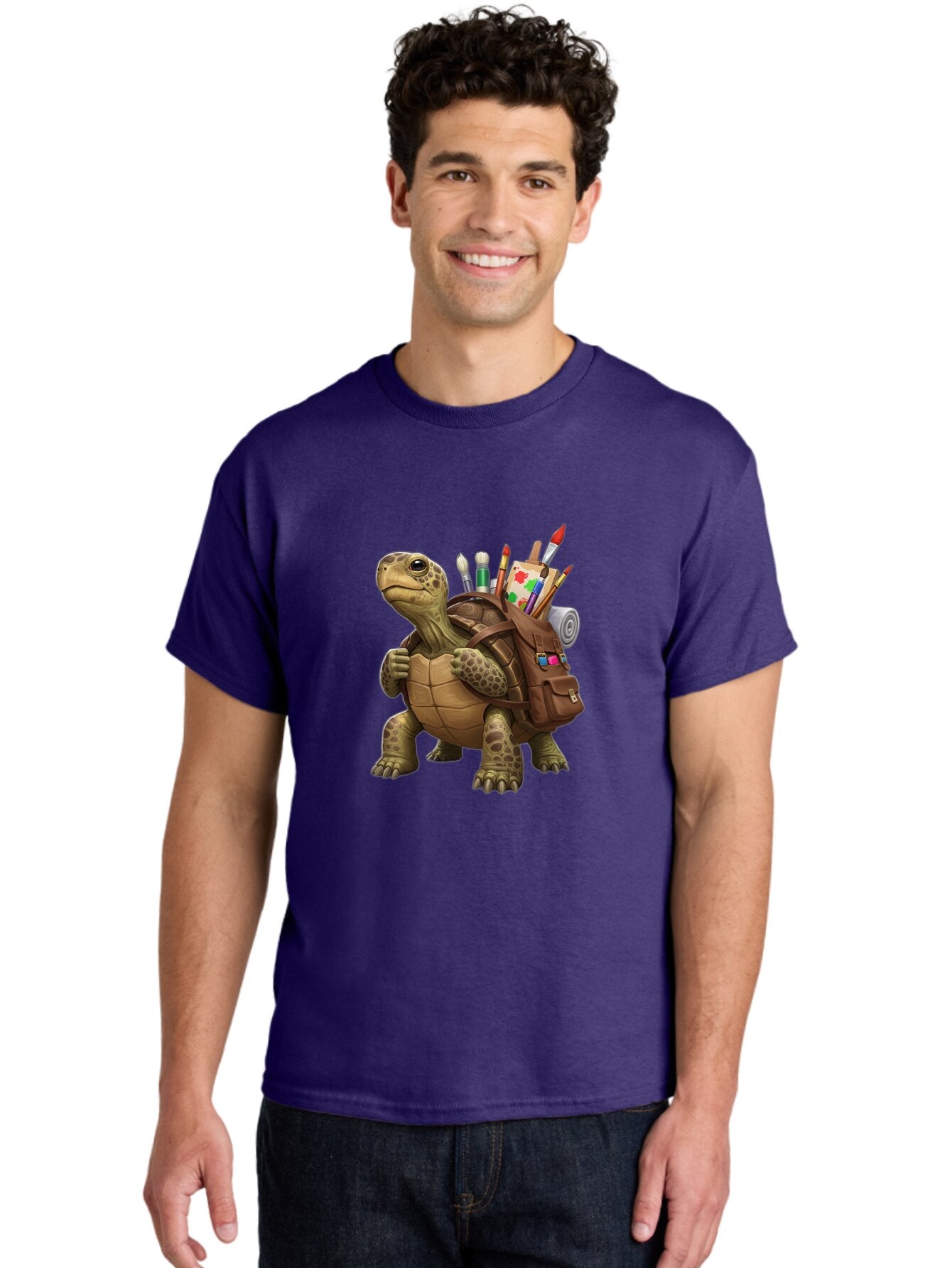 Turtle-With-Brown-Backpack Men'S Graphic Tee, 100% Cotton, Comfortable Casual Summer Wear, Machine Washable, Vintage Camera, Old Camera, Antique Camera, Black Camera, Classic Photography, Photography Equipment, Nostalgic Device, Film Camera, Baq162 24