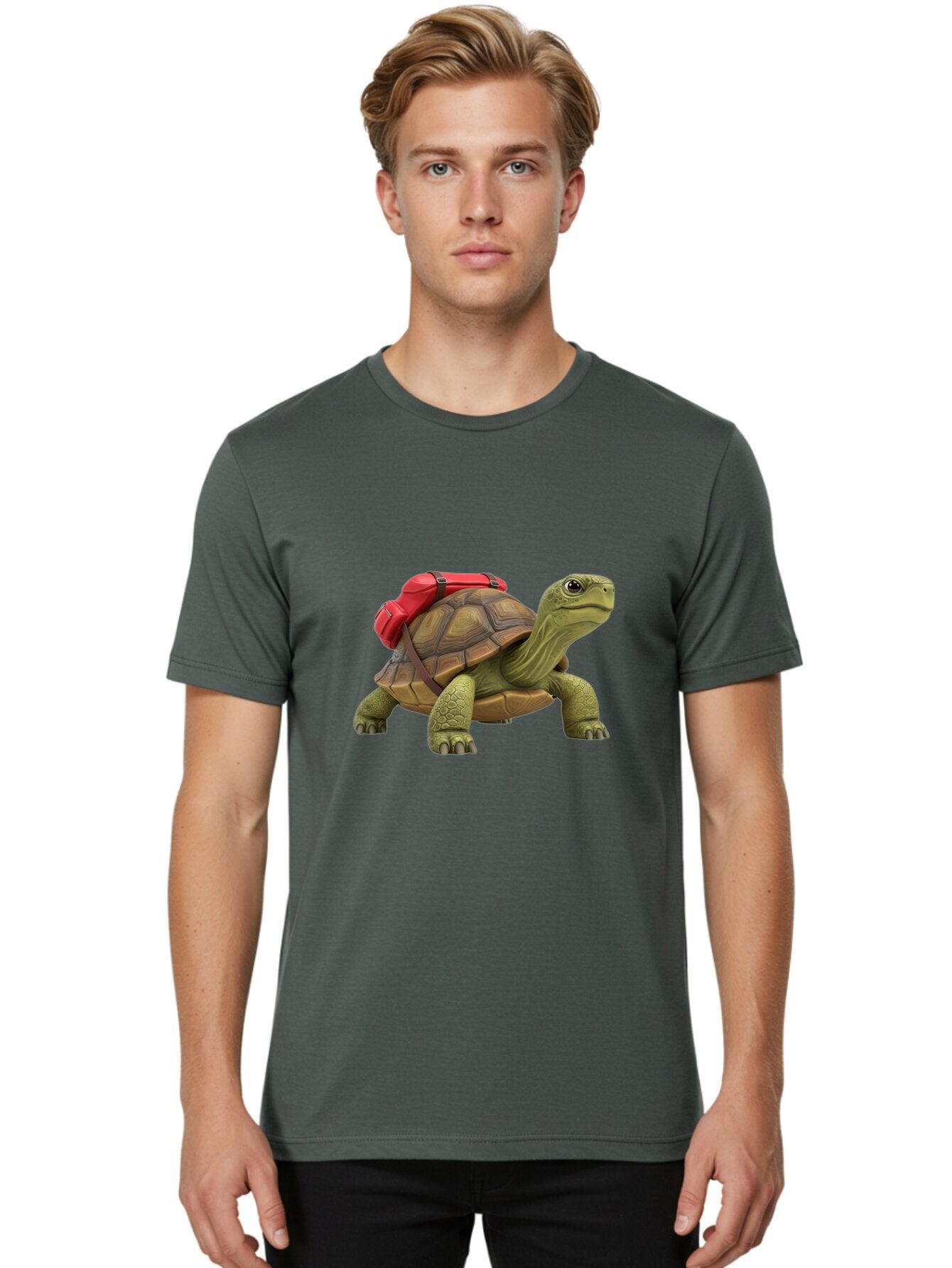 Turtle-With-Red-Backpack Men'S Graphic Tee, 100% Cotton, Comfortable Casual Summer Wear, Machine Washable, Vintage Camera, Old Camera, Antique Camera, Black Camera, Classic Photography, Photography Equipment, Nostalgic Device, Film Camera, Baq165 21