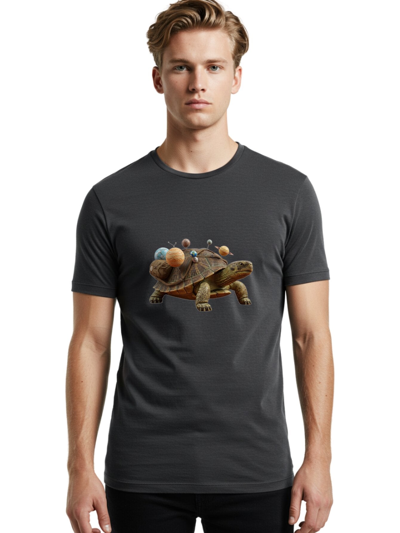 Turtle-With-Solar-System Men'S Graphic Tee, 100% Cotton, Comfortable Casual Summer Wear, Machine Washable, Vintage Camera, Old Camera, Antique Camera, Black Camera, Classic Photography, Photography Equipment, Nostalgic Device, Film Camera, Baq166 24