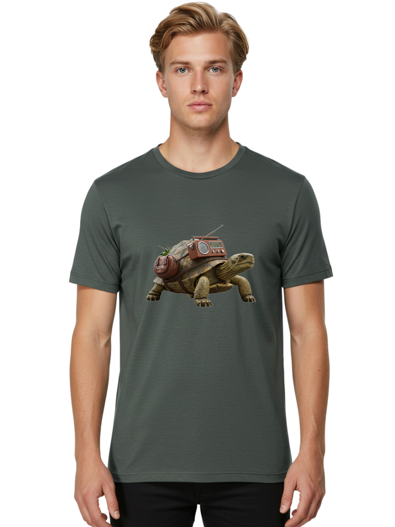 Turtle-With-Vibe-Radio Men'S Graphic Tee, 100% Cotton, Comfortable Casual Summer Wear, Machine Washable, Vintage Camera, Old Camera, Antique Camera, Black Camera, Classic Photography, Photography Equipment, Nostalgic Device, Film Camera, Baq168 22