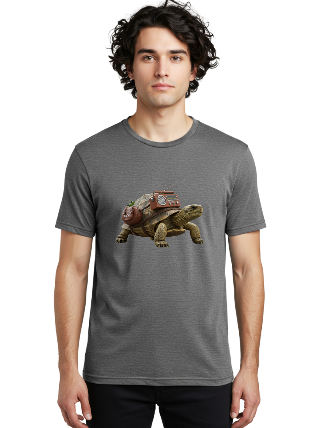 Turtle-With-Vibe-Radio Men'S Graphic Tee, 100% Cotton, Comfortable Casual Summer Wear, Machine Washable, Vintage Camera, Old Camera, Antique Camera, Black Camera, Classic Photography, Photography Equipment, Nostalgic Device, Film Camera, Baq168 16