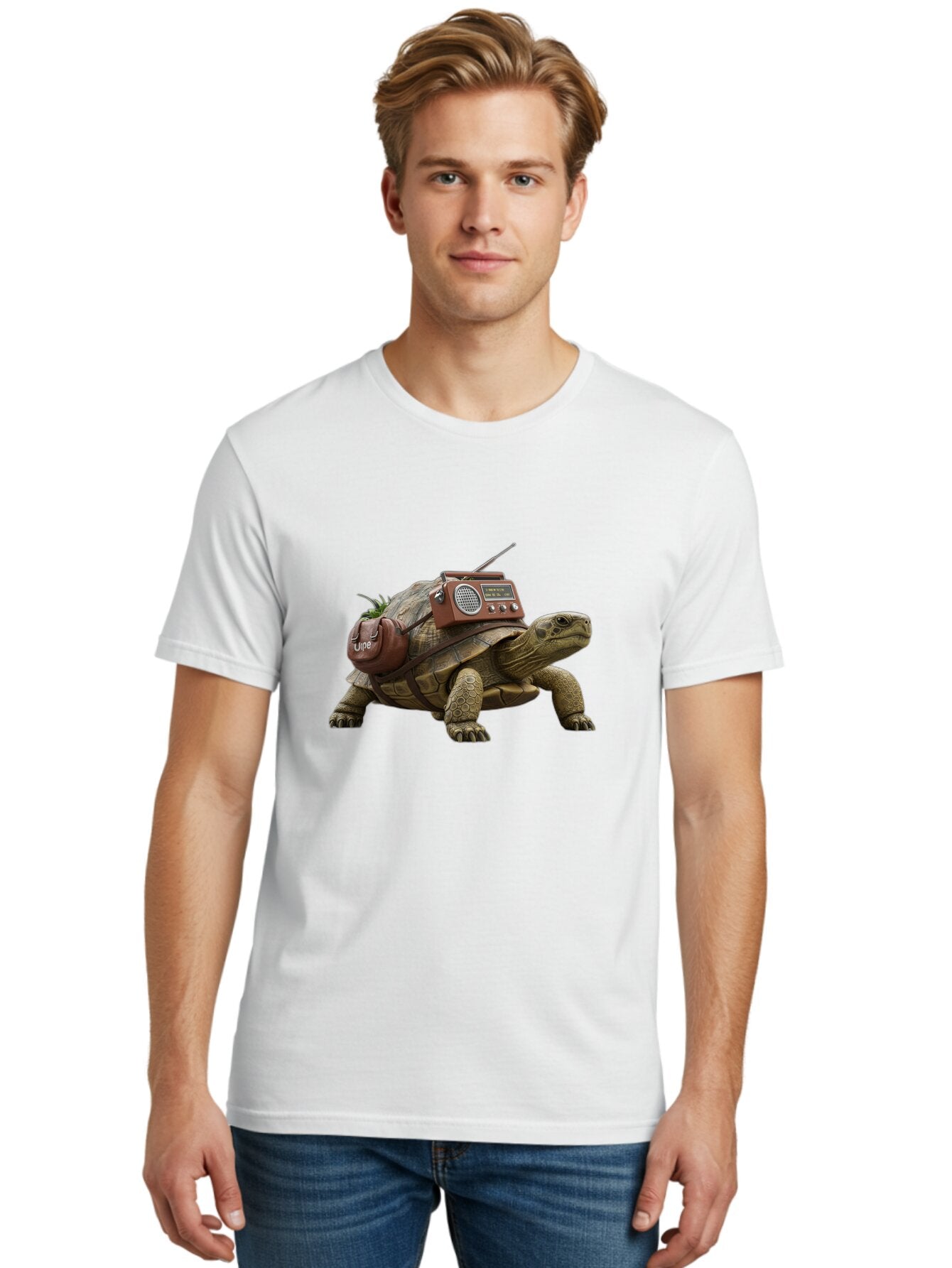 Turtle-With-Vibe-Radio Men'S Graphic Tee, 100% Cotton, Comfortable Casual Summer Wear, Machine Washable, Vintage Camera, Old Camera, Antique Camera, Black Camera, Classic Photography, Photography Equipment, Nostalgic Device, Film Camera, Baq168 23