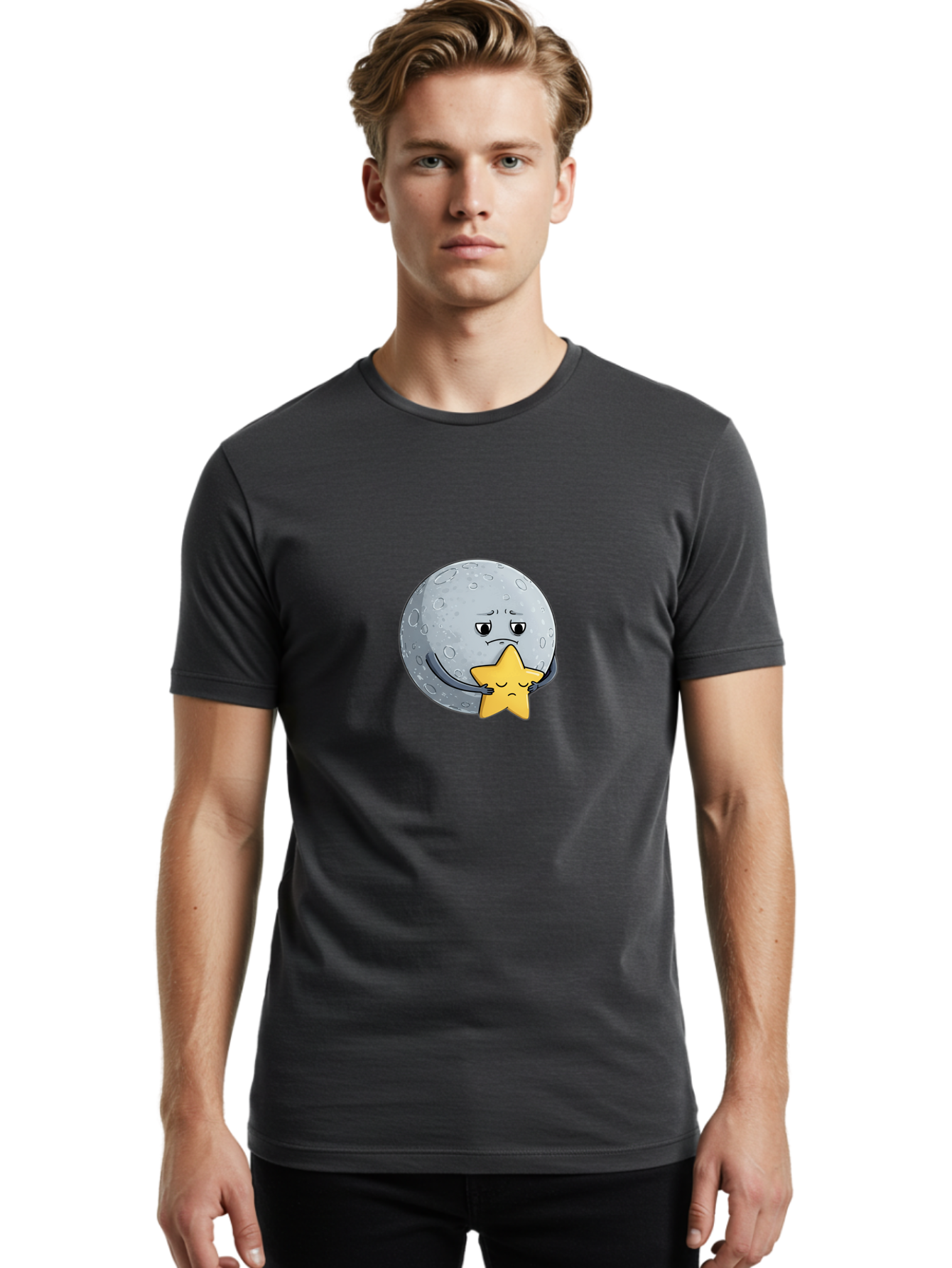 Unhappy-Moon-Embracing-Star Men'S Graphic Tee, 100% Cotton, Comfortable Casual Summer Wear, Machine Washable, Vintage Camera, Old Camera, Antique Camera, Black Camera, Classic Photography, Photography Equipment, Nostalgic Device, Film Camera, Baq172 25