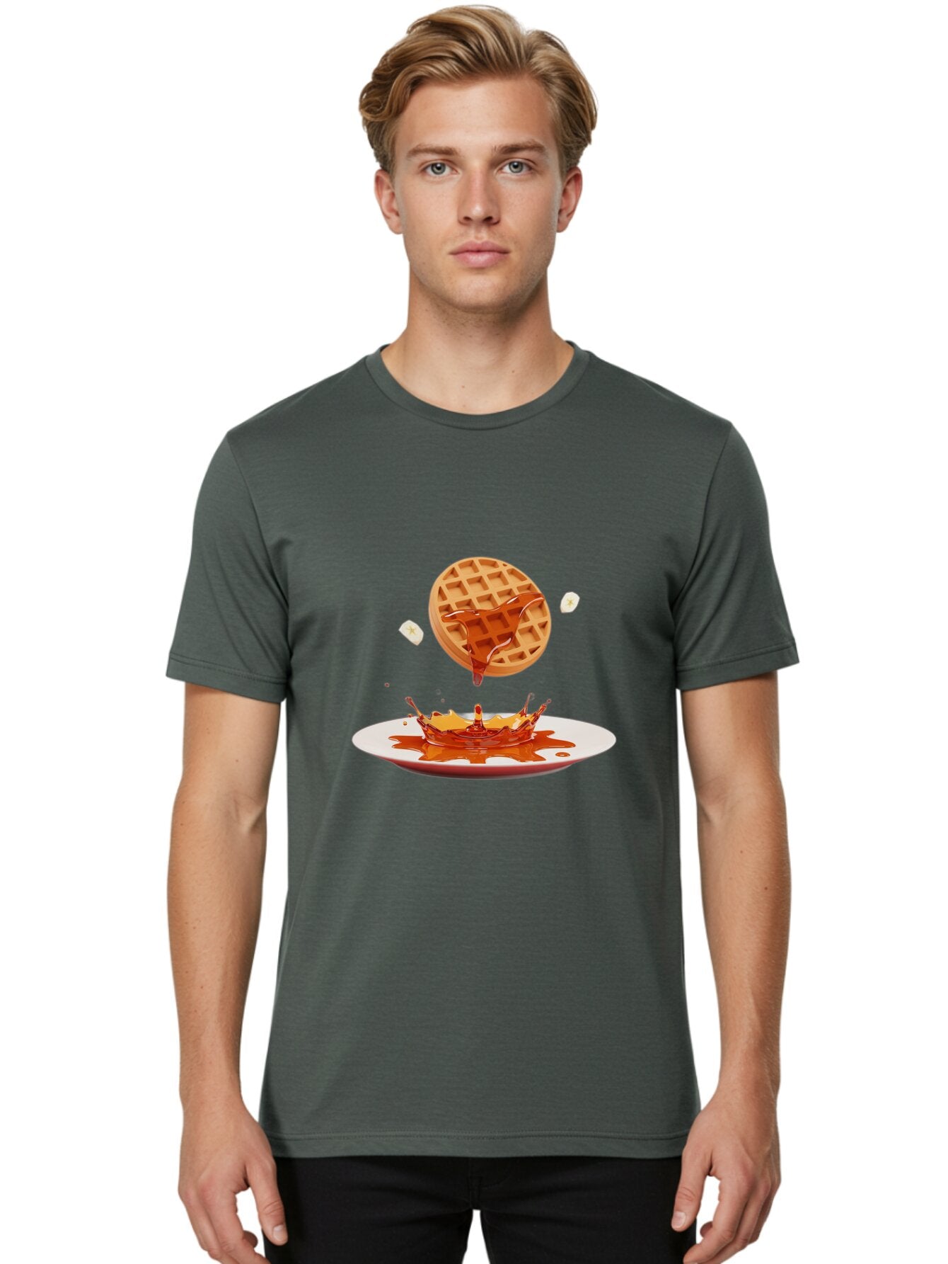 Waffle-Syrup-Splash Men'S Graphic Tee, 100% Cotton, Comfortable Casual Summer Wear, Machine Washable, Vintage Camera, Old Camera, Antique Camera, Black Camera, Classic Photography, Photography Equipment, Nostalgic Device, Film Camera, Baq179 28