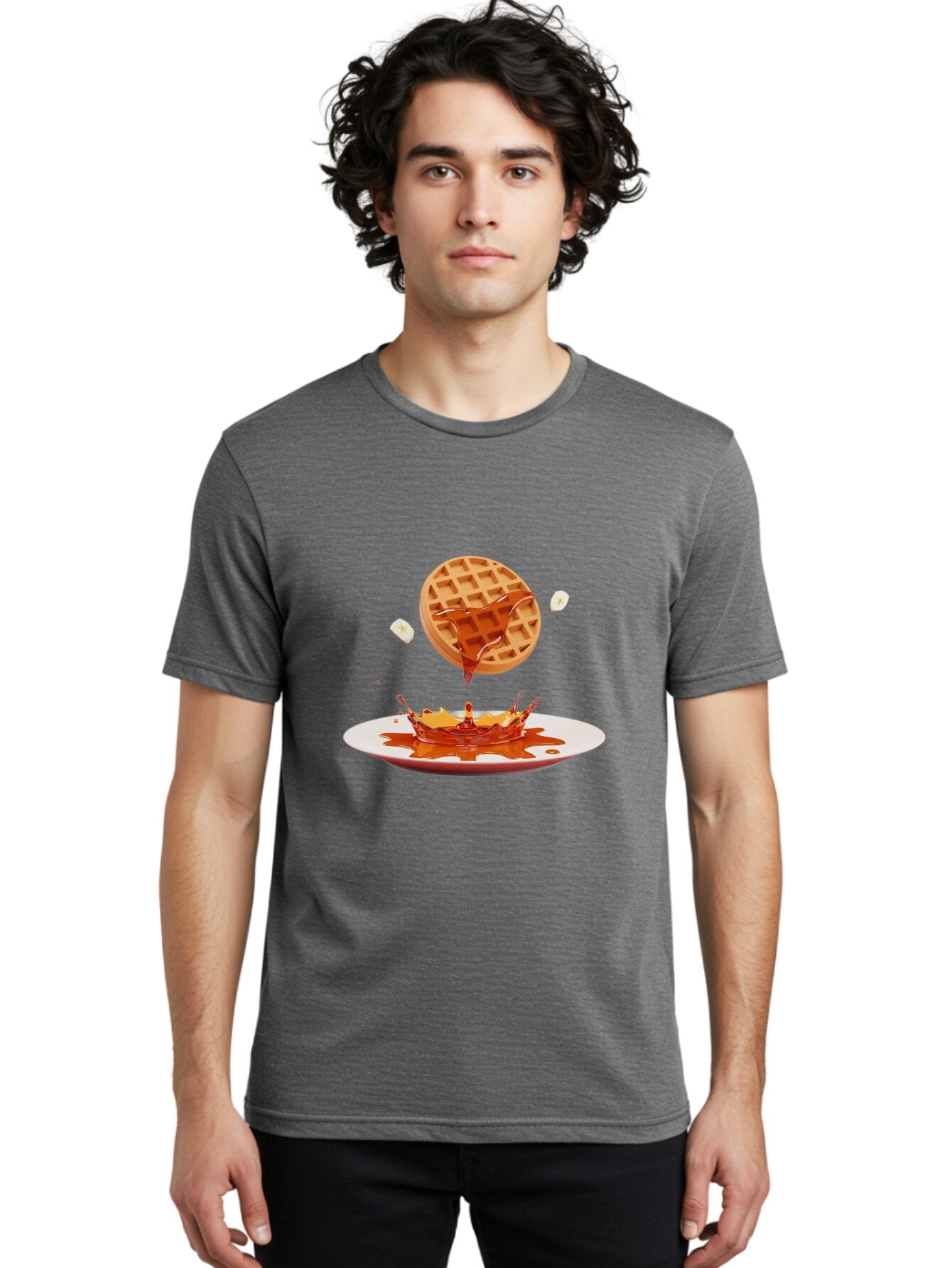 Waffle-Syrup-Splash Men'S Graphic Tee, 100% Cotton, Comfortable Casual Summer Wear, Machine Washable, Vintage Camera, Old Camera, Antique Camera, Black Camera, Classic Photography, Photography Equipment, Nostalgic Device, Film Camera, Baq179 16