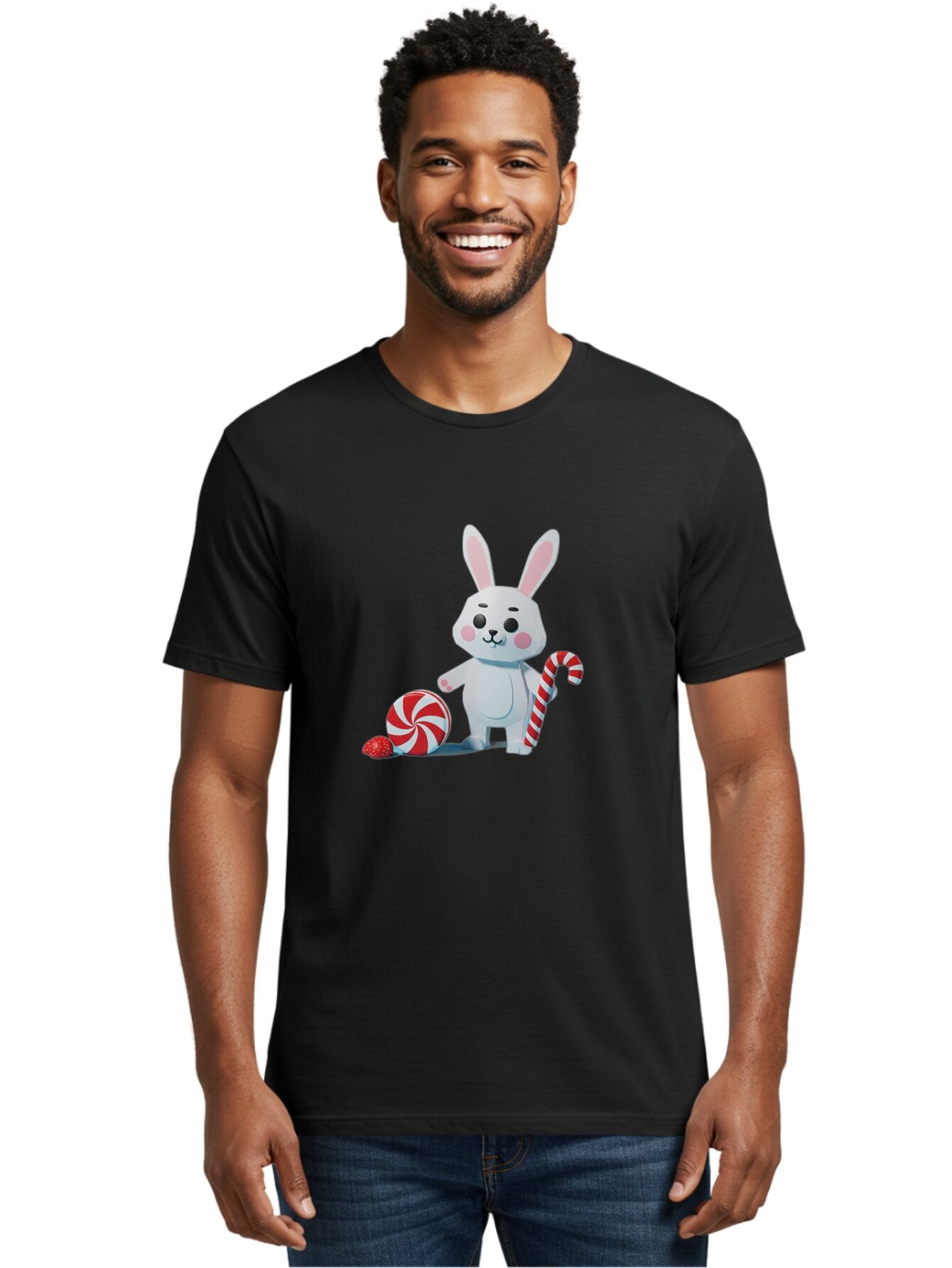 White-Bunny-Holding-Candy-Cane Men'S Graphic Tee, 100% Cotton, Comfortable Casual Summer Wear, Machine Washable, Vintage Camera, Old Camera, Antique Camera, Black Camera, Classic Photography, Photography Equipment, Nostalgic Device, Baq185 16