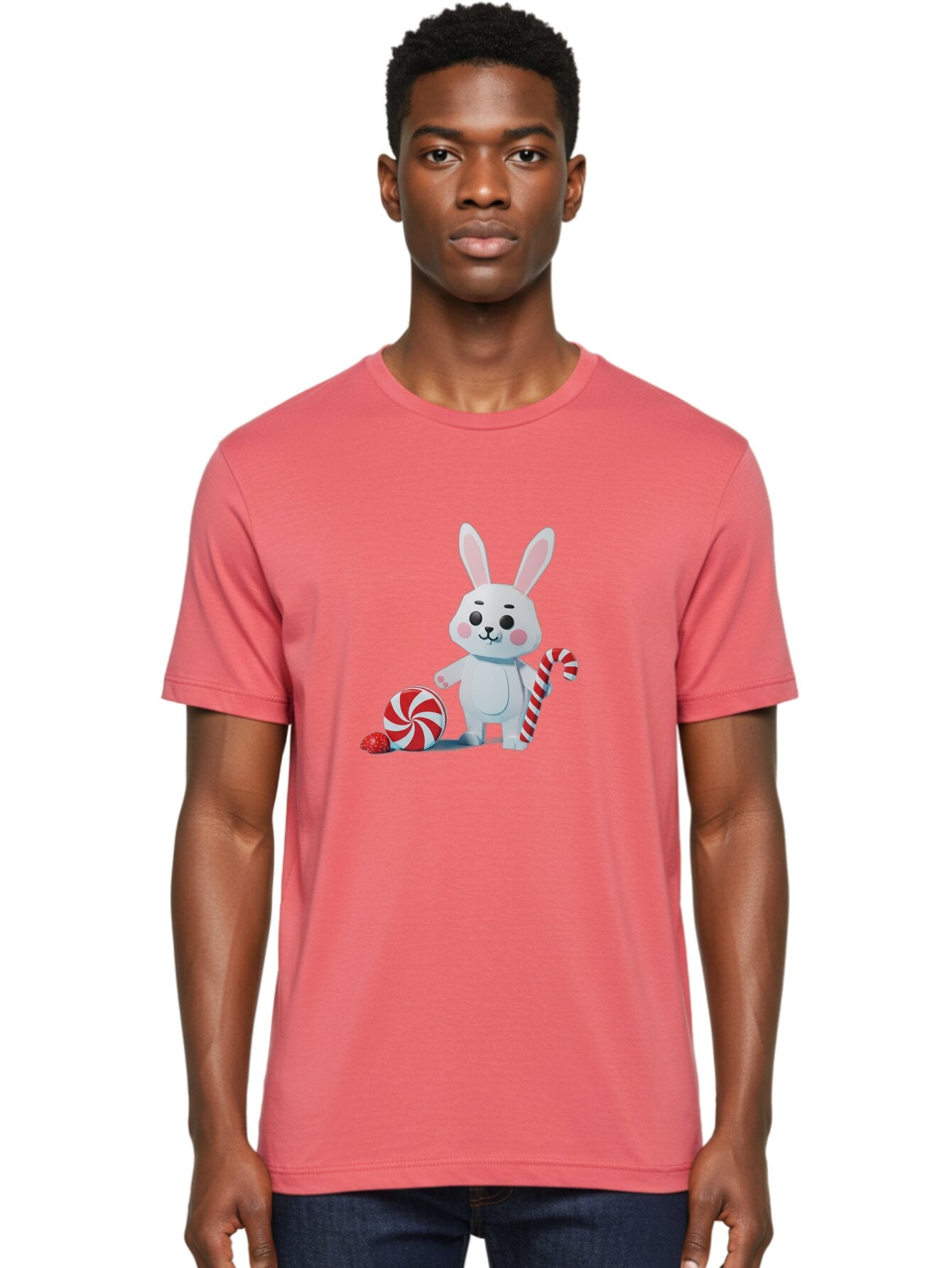 White-Bunny-Holding-Candy-Cane Men'S Graphic Tee, 100% Cotton, Comfortable Casual Summer Wear, Machine Washable, Vintage Camera, Old Camera, Antique Camera, Black Camera, Classic Photography, Photography Equipment, Nostalgic Device, Baq185 24