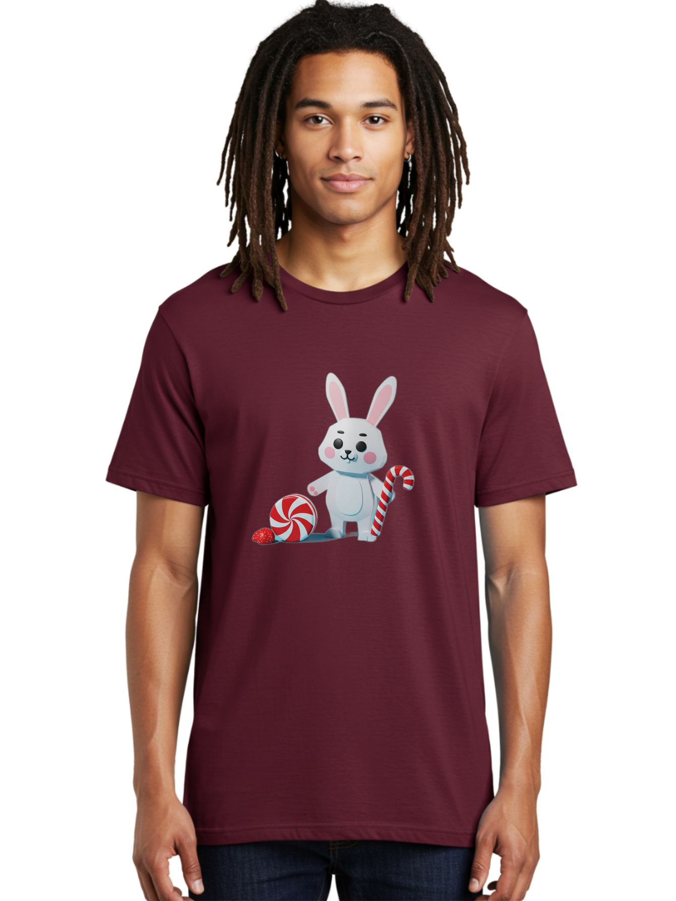 White-Bunny-Holding-Candy-Cane Men'S Graphic Tee, 100% Cotton, Comfortable Casual Summer Wear, Machine Washable, Vintage Camera, Old Camera, Antique Camera, Black Camera, Classic Photography, Photography Equipment, Nostalgic Device, Baq185 30
