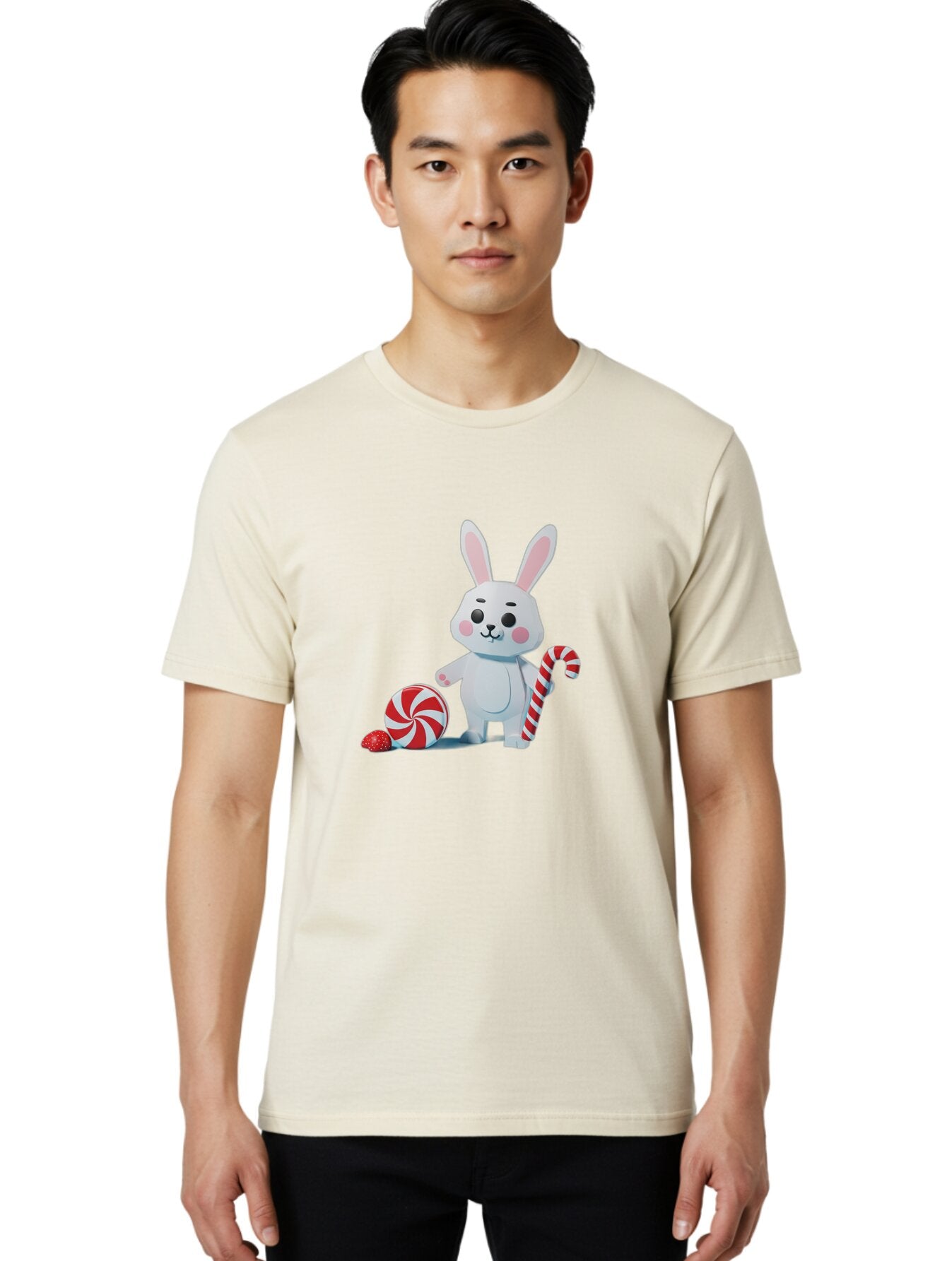 White-Bunny-Holding-Candy-Cane Men'S Graphic Tee, 100% Cotton, Comfortable Casual Summer Wear, Machine Washable, Vintage Camera, Old Camera, Antique Camera, Black Camera, Classic Photography, Photography Equipment, Nostalgic Device, Baq185 29