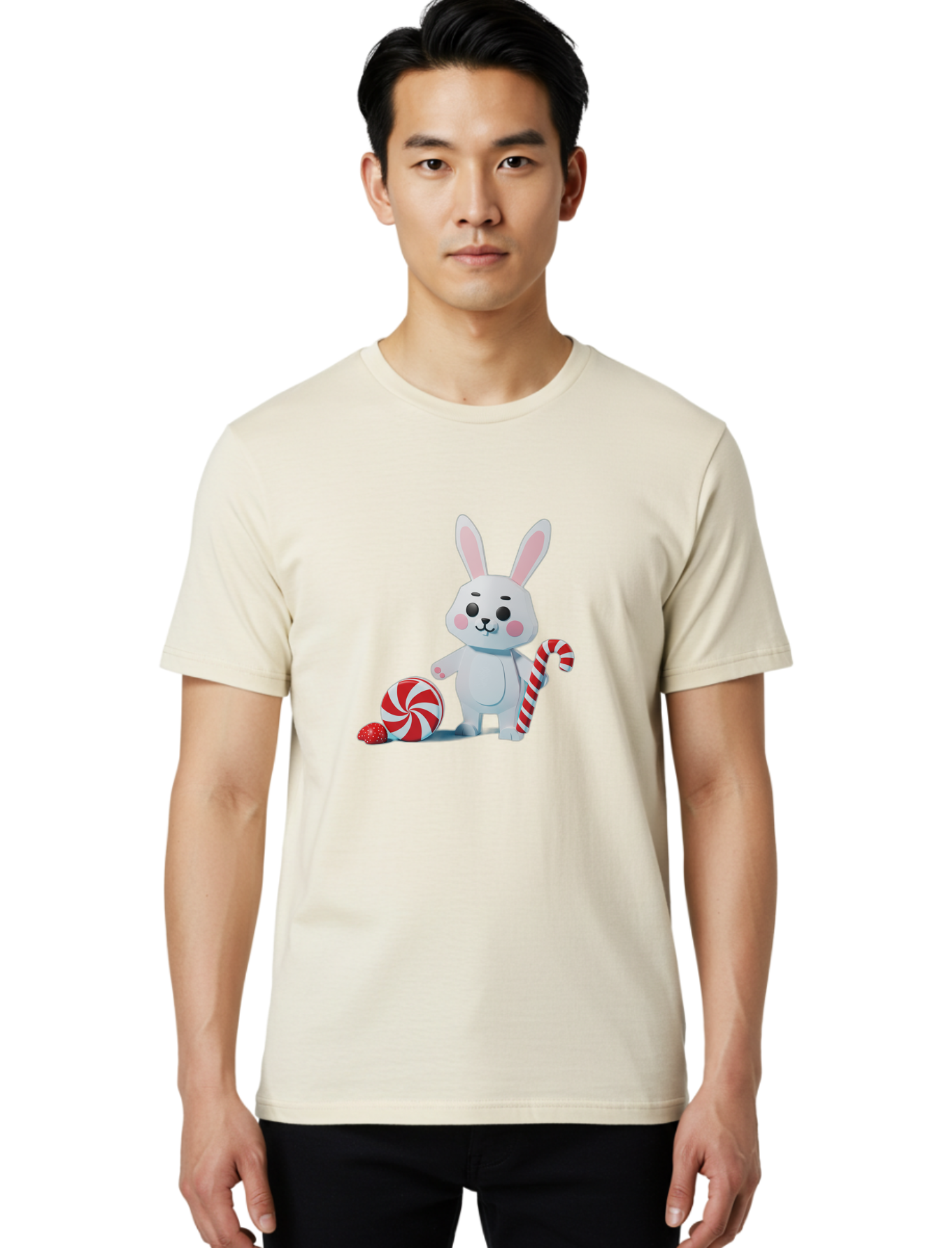 White-Bunny-Holding-Candy-Cane Men'S Graphic Tee, 100% Cotton, Comfortable Casual Summer Wear, Machine Washable, Vintage Camera, Old Camera, Antique Camera, Black Camera, Classic Photography, Photography Equipment, Nostalgic Device, Baq185 27