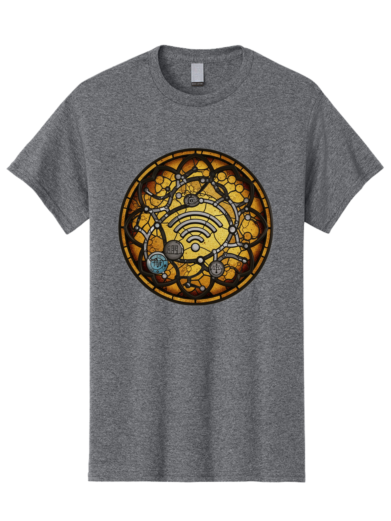 Wifi-Stained-Glass Men'S Graphic Tee, 100% Cotton, Comfortable Casual Summer Wear, Machine Washable, Vintage Camera, Old Camera, Antique Camera, Black Camera, Classic Photography, Photography Equipment, Nostalgic Device, Film Camera, Baq192 7