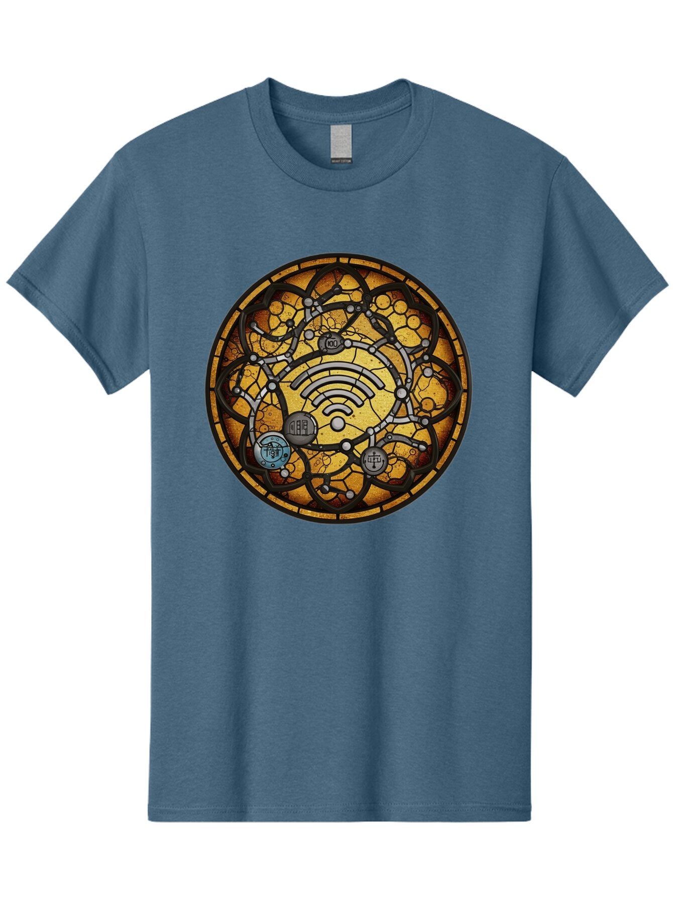 Wifi-Stained-Glass Men'S Graphic Tee, 100% Cotton, Comfortable Casual Summer Wear, Machine Washable, Vintage Camera, Old Camera, Antique Camera, Black Camera, Classic Photography, Photography Equipment, Nostalgic Device, Film Camera, Baq192 14