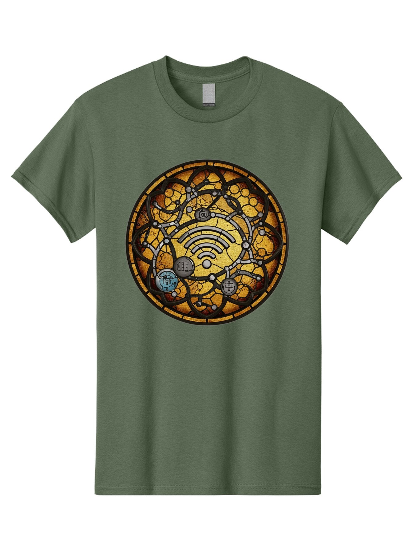 Wifi-Stained-Glass Men'S Graphic Tee, 100% Cotton, Comfortable Casual Summer Wear, Machine Washable, Vintage Camera, Old Camera, Antique Camera, Black Camera, Classic Photography, Photography Equipment, Nostalgic Device, Film Camera, Baq192 9