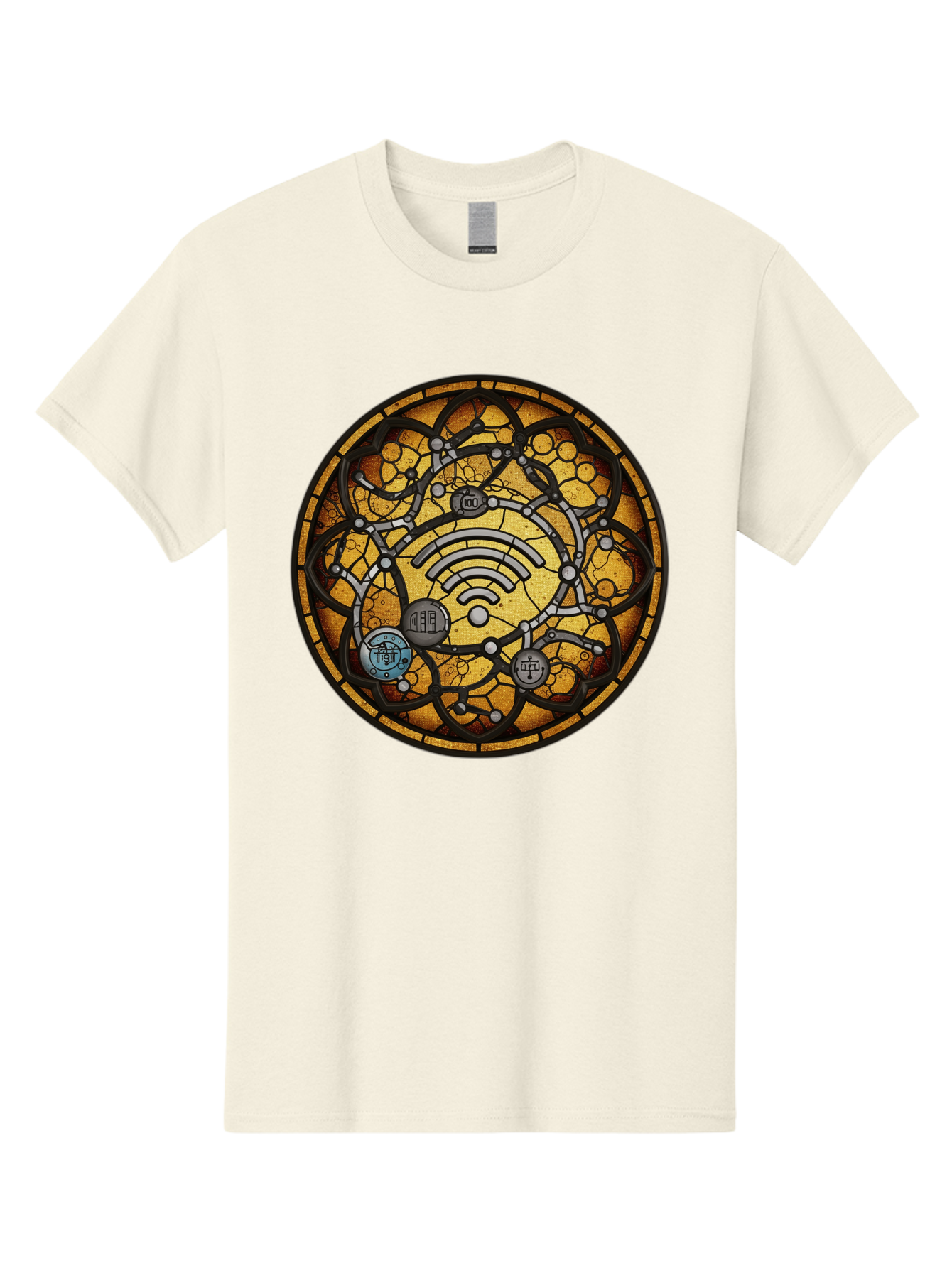 Wifi-Stained-Glass Men'S Graphic Tee, 100% Cotton, Comfortable Casual Summer Wear, Machine Washable, Vintage Camera, Old Camera, Antique Camera, Black Camera, Classic Photography, Photography Equipment, Nostalgic Device, Film Camera, Baq192 11