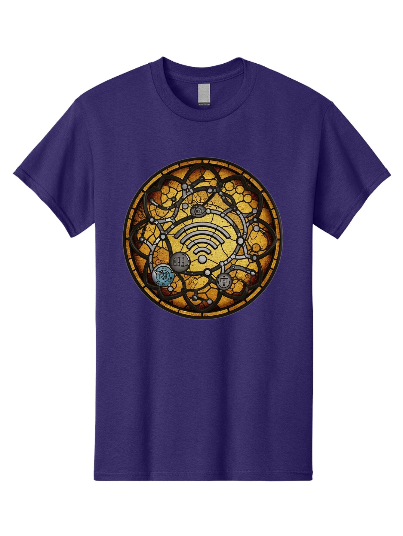 Wifi-Stained-Glass Men'S Graphic Tee, 100% Cotton, Comfortable Casual Summer Wear, Machine Washable, Vintage Camera, Old Camera, Antique Camera, Black Camera, Classic Photography, Photography Equipment, Nostalgic Device, Film Camera, Baq192 1