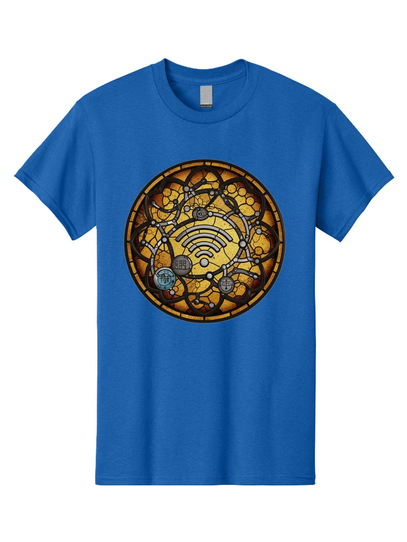 Wifi-Stained-Glass Men'S Graphic Tee, 100% Cotton, Comfortable Casual Summer Wear, Machine Washable, Vintage Camera, Old Camera, Antique Camera, Black Camera, Classic Photography, Photography Equipment, Nostalgic Device, Film Camera, Baq192 7