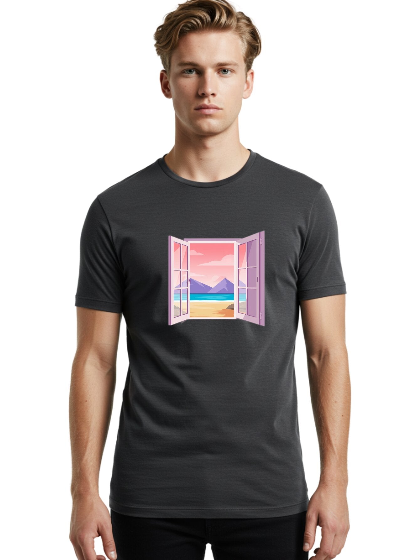 Window-To-Beach Men'S Graphic Tee, 100% Cotton, Comfortable Casual Summer Wear, Machine Washable, Vintage Camera, Old Camera, Antique Camera, Black Camera, Classic Photography, Photography Equipment, Nostalgic Device, Film Camera, Camera Art Baq194 26