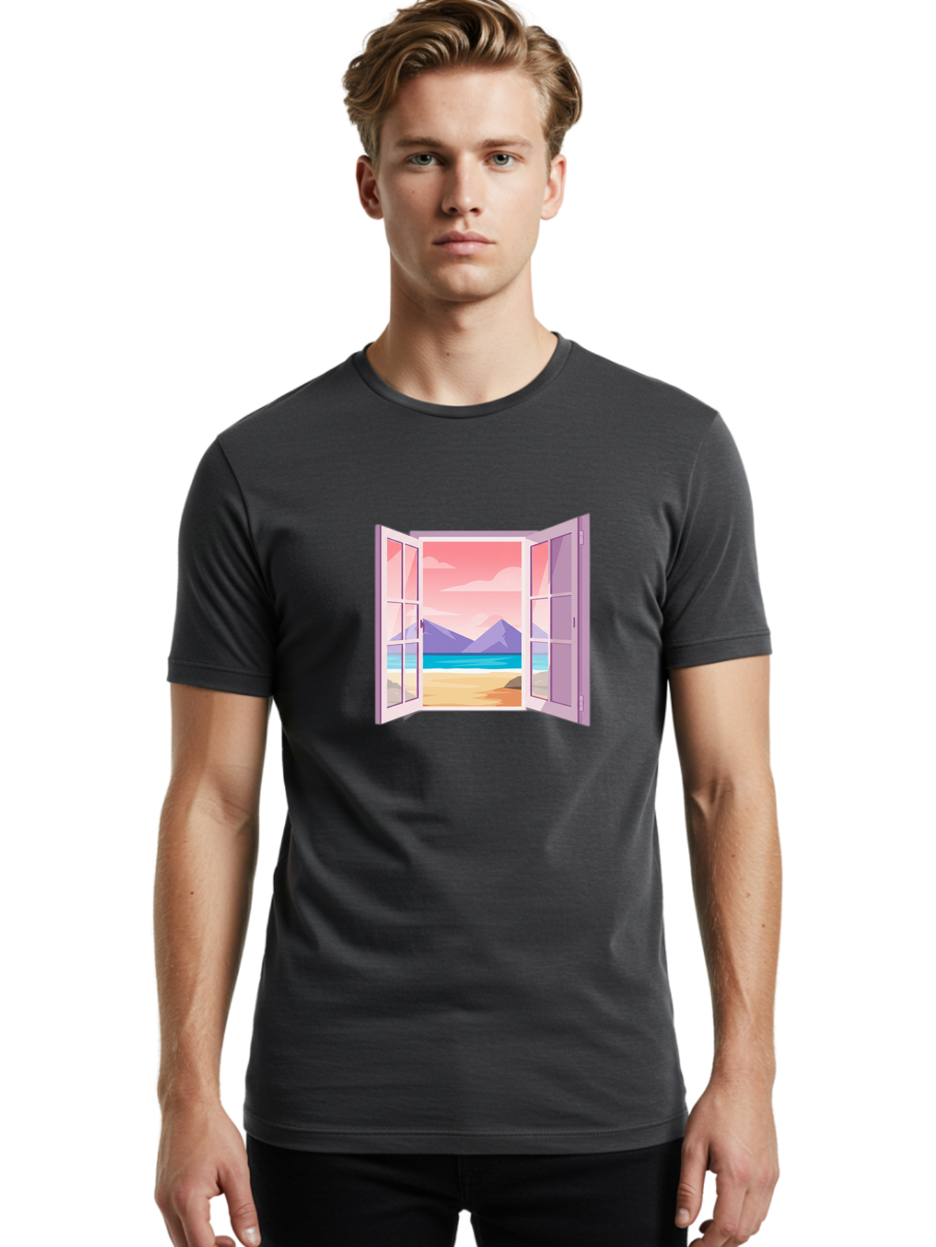 Window-To-Beach Men'S Graphic Tee, 100% Cotton, Comfortable Casual Summer Wear, Machine Washable, Vintage Camera, Old Camera, Antique Camera, Black Camera, Classic Photography, Photography Equipment, Nostalgic Device, Film Camera, Camera Art Baq194 20