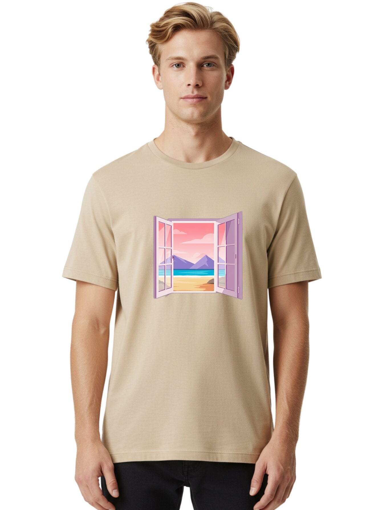 Window-To-Beach Men'S Graphic Tee, 100% Cotton, Comfortable Casual Summer Wear, Machine Washable, Vintage Camera, Old Camera, Antique Camera, Black Camera, Classic Photography, Photography Equipment, Nostalgic Device, Film Camera, Camera Art Baq194 25