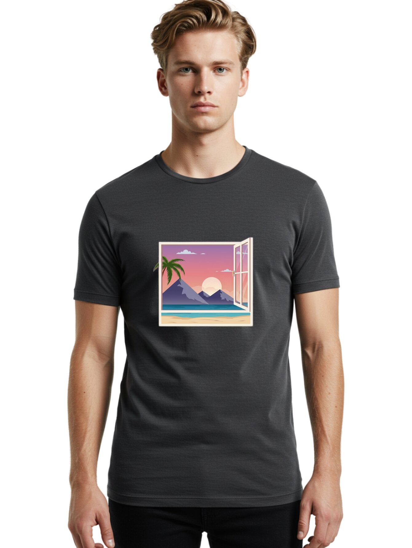 Window-To-Paradise Men'S Graphic Tee, 100% Cotton, Comfortable Casual Summer Wear, Machine Washable, Vintage Camera, Old Camera, Antique Camera, Black Camera, Classic Photography, Photography Equipment, Nostalgic Device, Film Camera, Baq195 19
