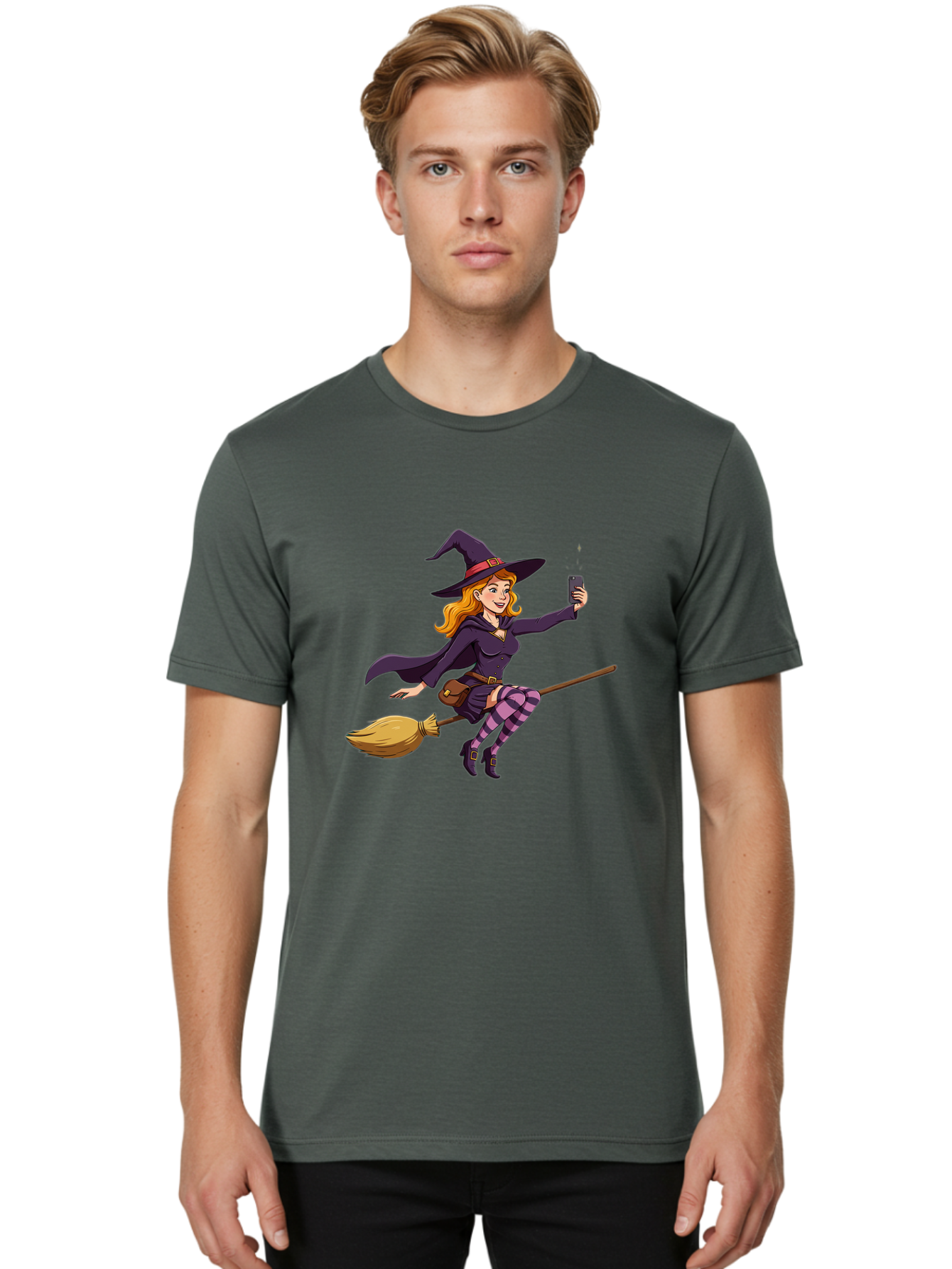 Witch-Flying-On-Broomstick-2 Men'S Graphic Tee, 100% Cotton, Comfortable Casual Summer Wear, Machine Washable, Vintage Camera, Old Camera, Antique Camera, Black Camera, Classic Photography, Photography Equipment, Nostalgic Device, Film Camera, Baq200 22