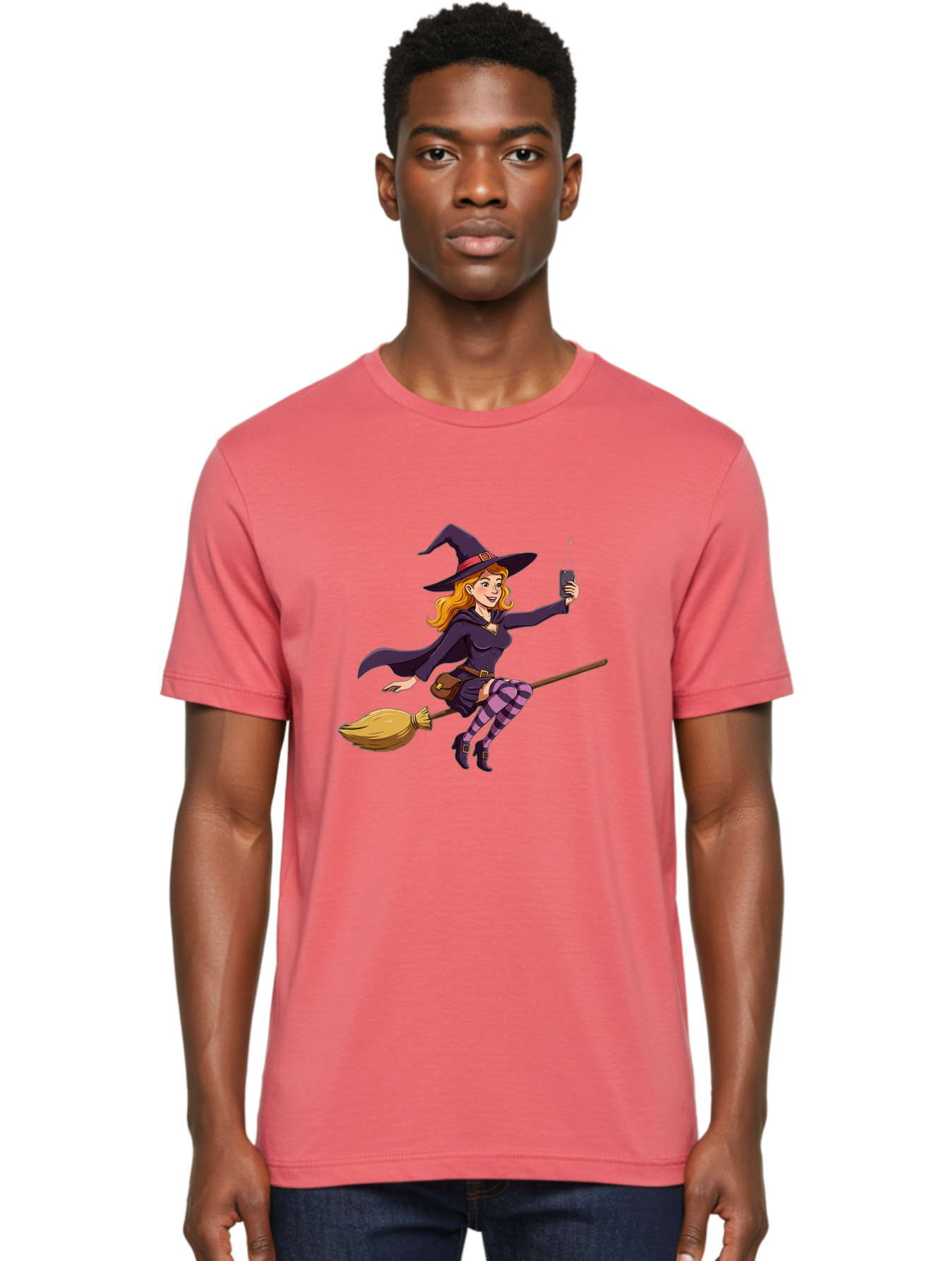 Witch-Flying-On-Broomstick-2 Men'S Graphic Tee, 100% Cotton, Comfortable Casual Summer Wear, Machine Washable, Vintage Camera, Old Camera, Antique Camera, Black Camera, Classic Photography, Photography Equipment, Nostalgic Device, Film Camera, Baq200 17