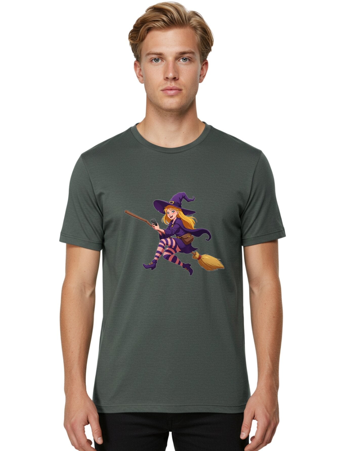 Witch-Flying-On-Broomstick Men'S Graphic Tee, 100% Cotton, Comfortable Casual Summer Wear, Machine Washable, Vintage Camera, Old Camera, Antique Camera, Black Camera, Classic Photography, Photography Equipment, Nostalgic Device, Film Camera, Baq206 17
