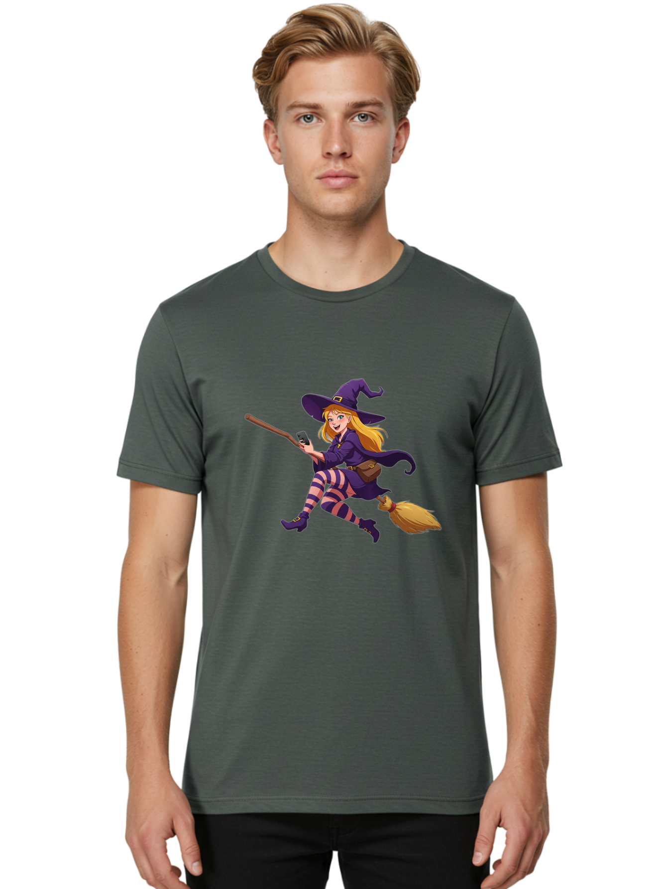 Witch-Flying-On-Broomstick Men'S Graphic Tee, 100% Cotton, Comfortable Casual Summer Wear, Machine Washable, Vintage Camera, Old Camera, Antique Camera, Black Camera, Classic Photography, Photography Equipment, Nostalgic Device, Film Camera, Baq206 21