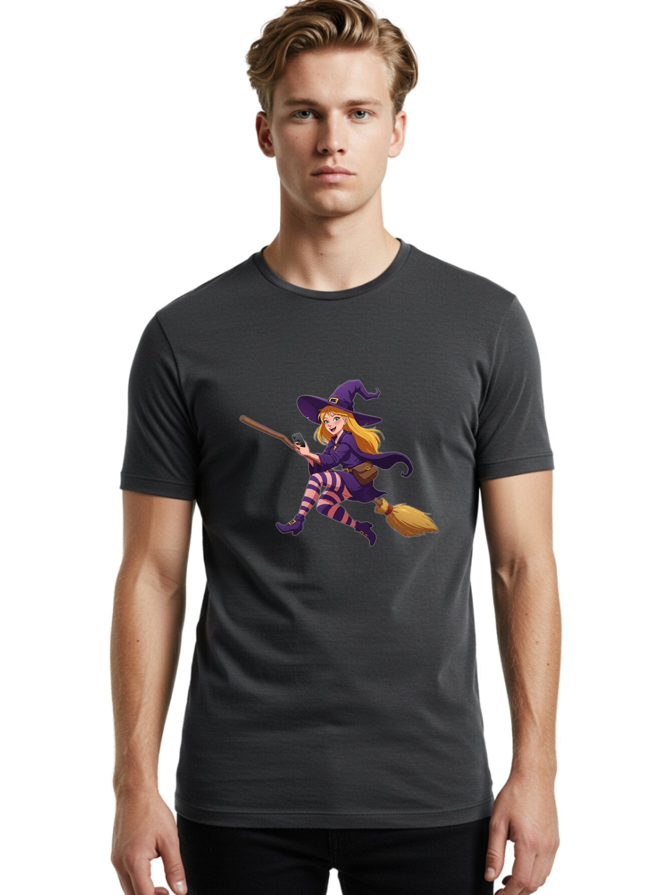 Witch-Flying-On-Broomstick Men'S Graphic Tee, 100% Cotton, Comfortable Casual Summer Wear, Machine Washable, Vintage Camera, Old Camera, Antique Camera, Black Camera, Classic Photography, Photography Equipment, Nostalgic Device, Film Camera, Baq206 24