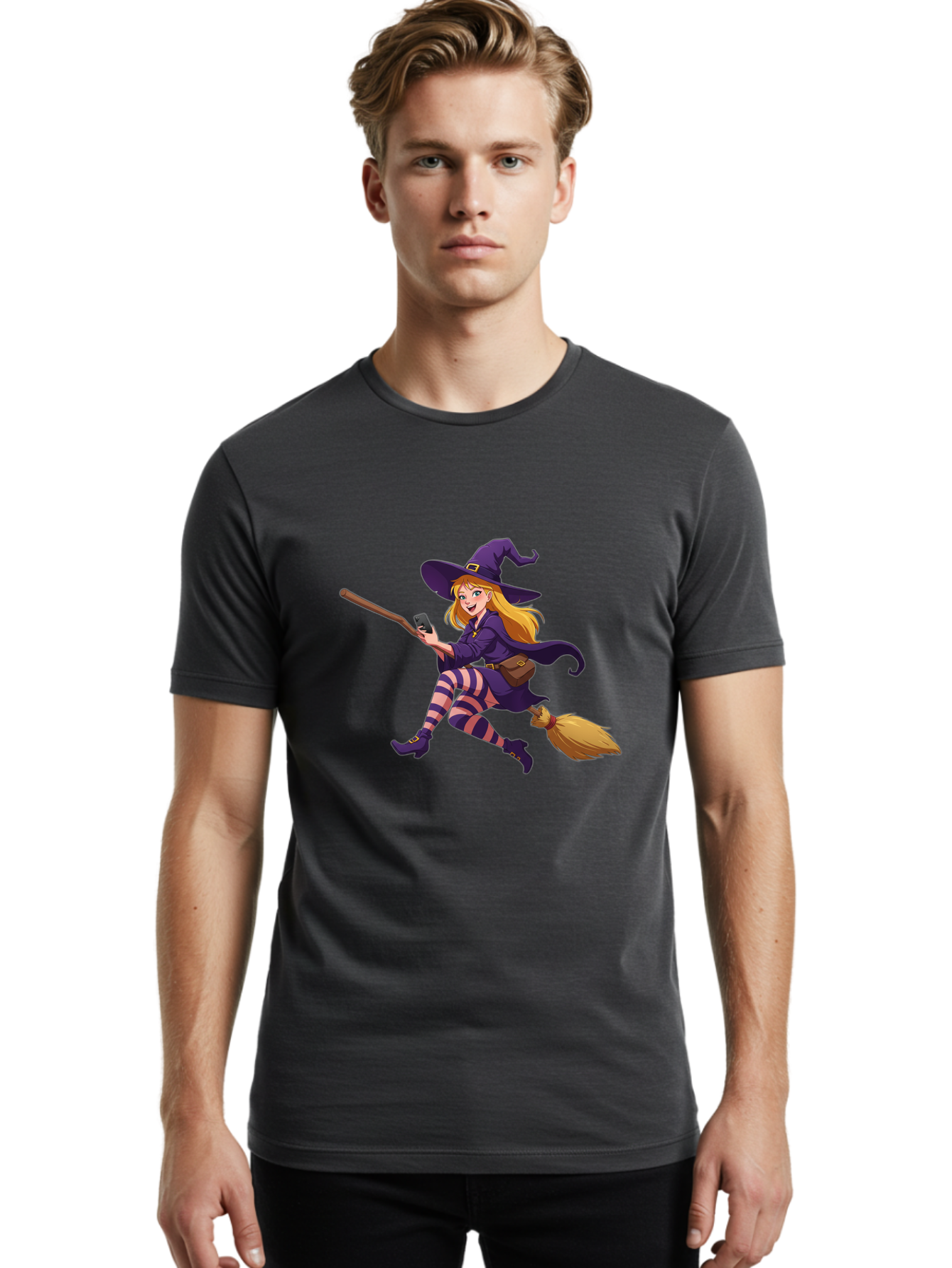 Witch-Flying-On-Broomstick Men'S Graphic Tee, 100% Cotton, Comfortable Casual Summer Wear, Machine Washable, Vintage Camera, Old Camera, Antique Camera, Black Camera, Classic Photography, Photography Equipment, Nostalgic Device, Film Camera, Baq206 23