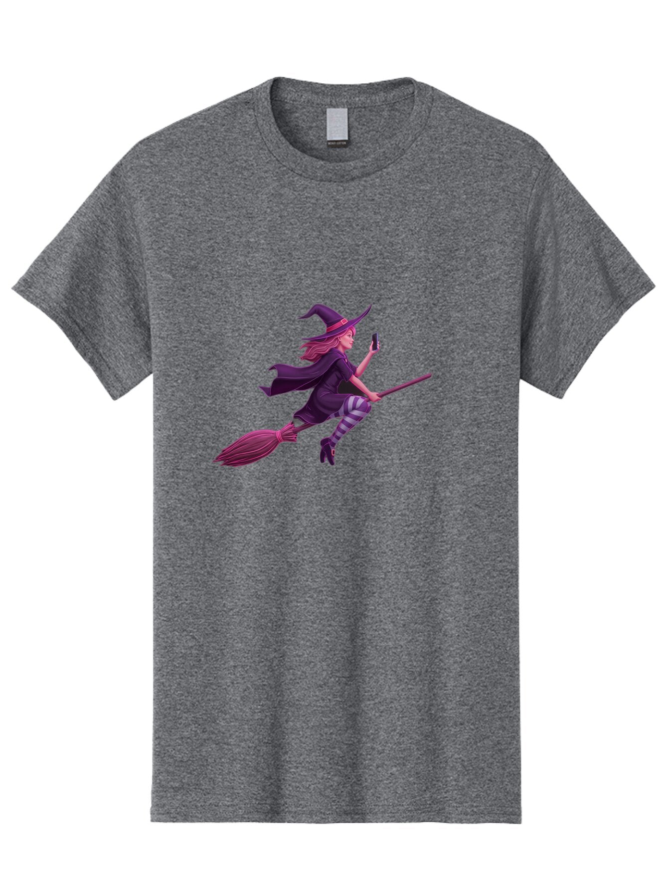 Witch-Flying-With-Phone Men'S Graphic Tee, 100% Cotton, Comfortable Casual Summer Wear, Machine Washable, Vintage Camera, Old Camera, Antique Camera, Black Camera, Classic Photography, Photography Equipment, Nostalgic Device, Film Camera, Baq207 9
