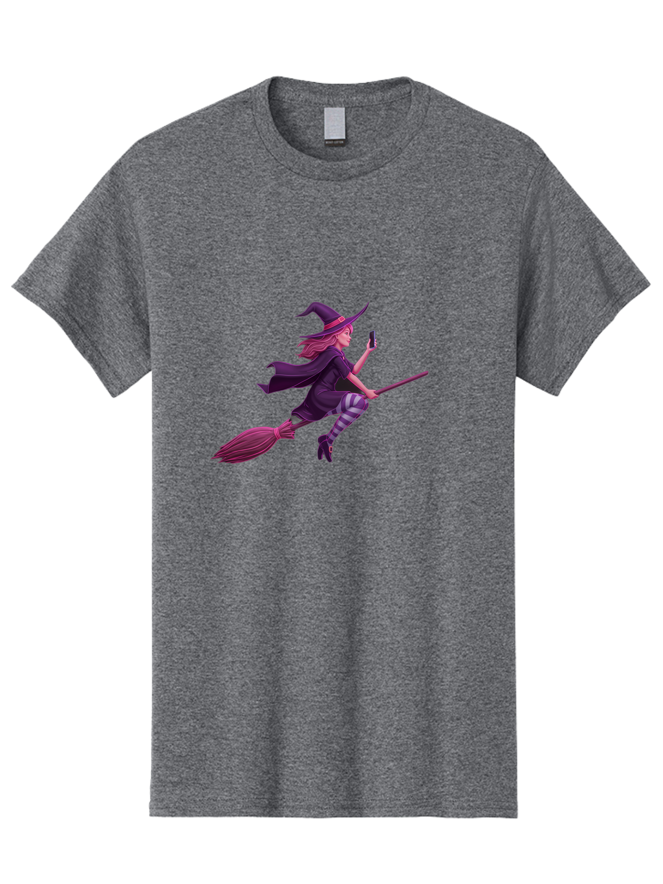 Witch-Flying-With-Phone Men'S Graphic Tee, 100% Cotton, Comfortable Casual Summer Wear, Machine Washable, Vintage Camera, Old Camera, Antique Camera, Black Camera, Classic Photography, Photography Equipment, Nostalgic Device, Film Camera, Baq207 9