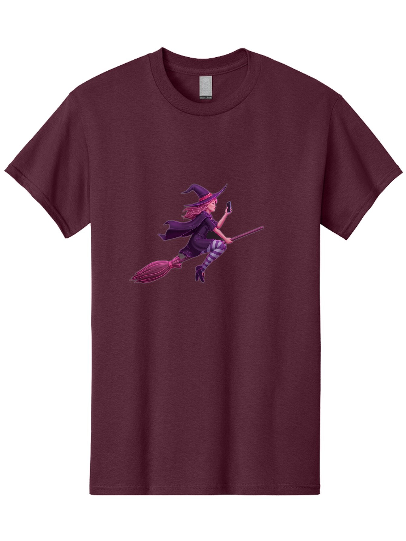 Witch-Flying-With-Phone Men'S Graphic Tee, 100% Cotton, Comfortable Casual Summer Wear, Machine Washable, Vintage Camera, Old Camera, Antique Camera, Black Camera, Classic Photography, Photography Equipment, Nostalgic Device, Film Camera, Baq207 12