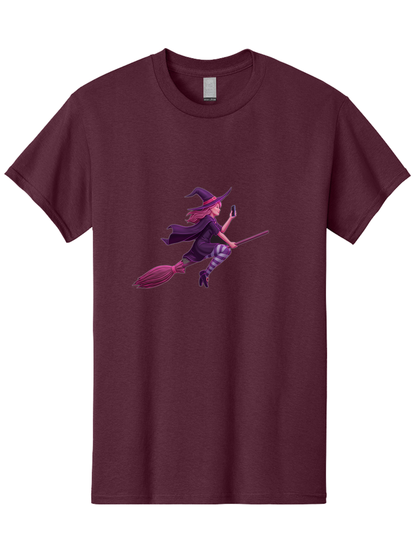 Witch-Flying-With-Phone Men'S Graphic Tee, 100% Cotton, Comfortable Casual Summer Wear, Machine Washable, Vintage Camera, Old Camera, Antique Camera, Black Camera, Classic Photography, Photography Equipment, Nostalgic Device, Film Camera, Baq207 4