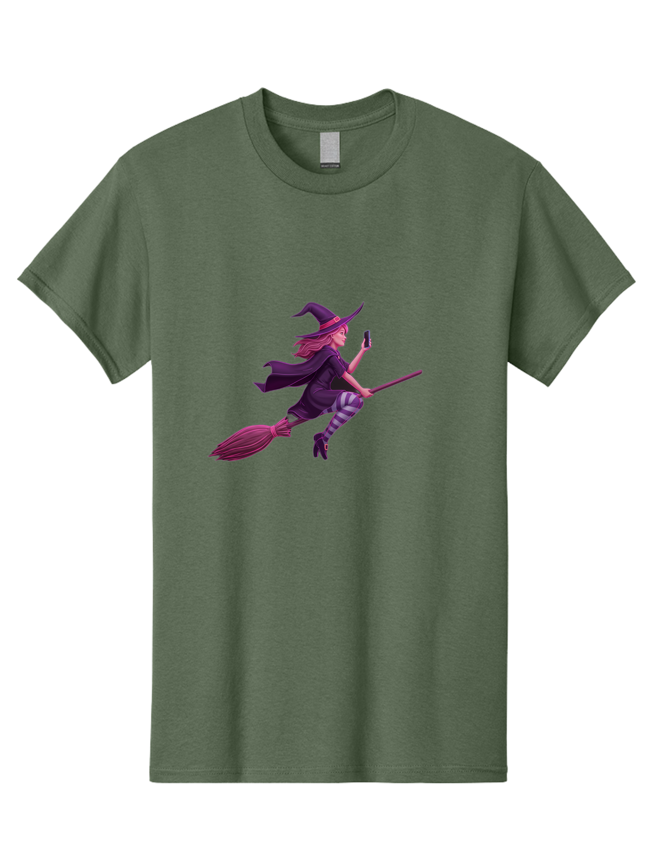 Witch-Flying-With-Phone Men'S Graphic Tee, 100% Cotton, Comfortable Casual Summer Wear, Machine Washable, Vintage Camera, Old Camera, Antique Camera, Black Camera, Classic Photography, Photography Equipment, Nostalgic Device, Film Camera, Baq207 12