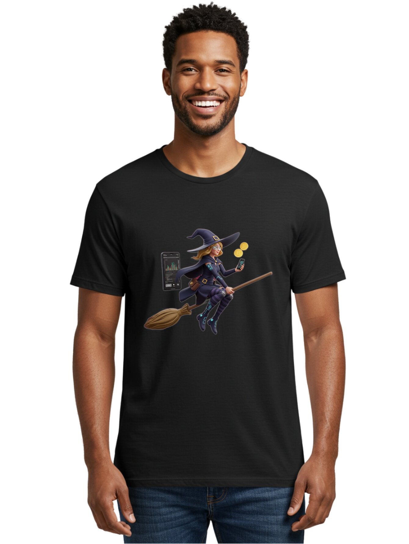 Witch-On-Broomstick-2 Men'S Graphic Tee, 100% Cotton, Comfortable Casual Summer Wear, Machine Washable, Vintage Camera, Old Camera, Antique Camera, Black Camera, Classic Photography, Photography Equipment, Nostalgic Device, Film Camera, Baq209 16