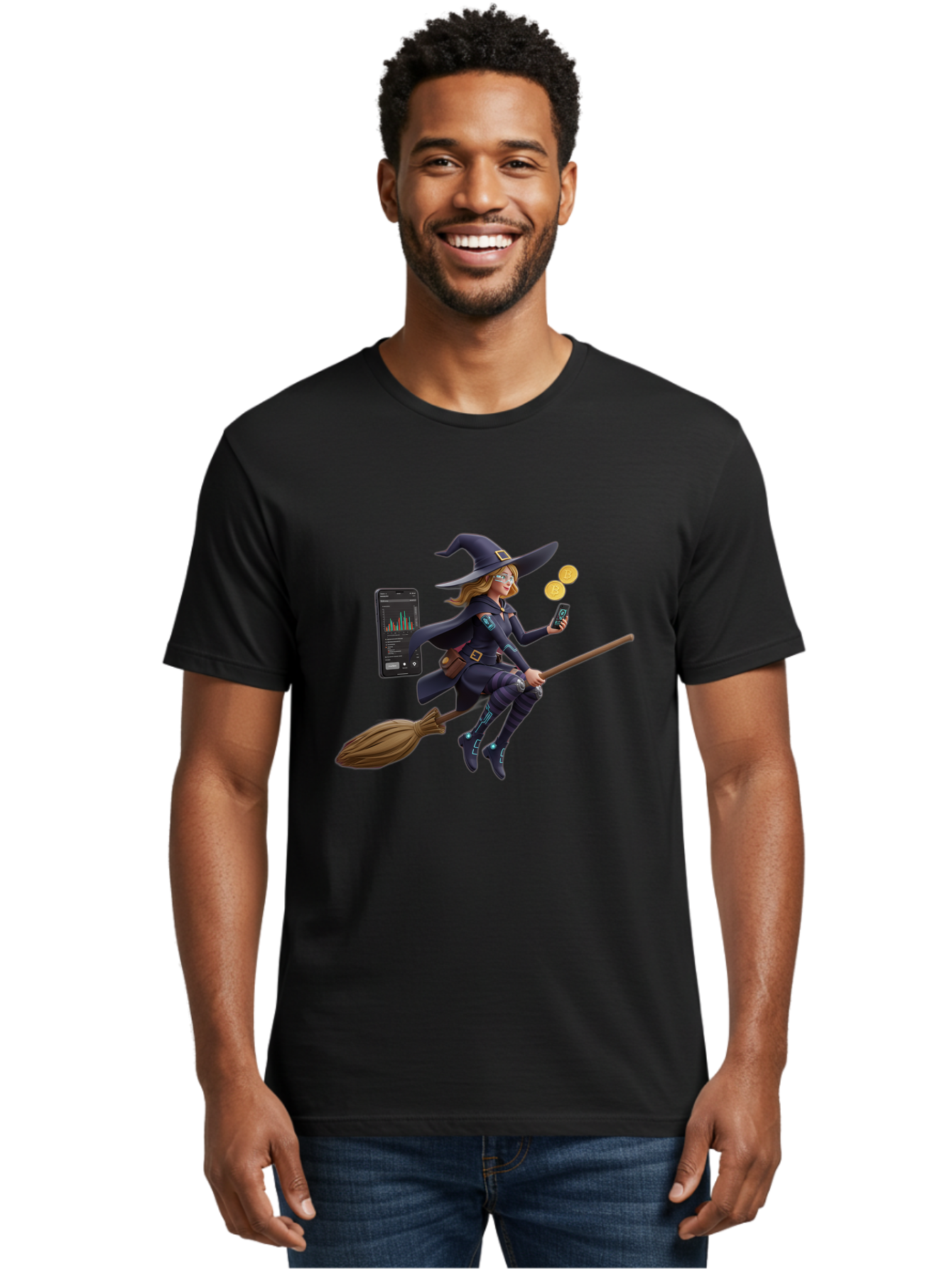Witch-On-Broomstick-2 Men'S Graphic Tee, 100% Cotton, Comfortable Casual Summer Wear, Machine Washable, Vintage Camera, Old Camera, Antique Camera, Black Camera, Classic Photography, Photography Equipment, Nostalgic Device, Film Camera, Baq209 21