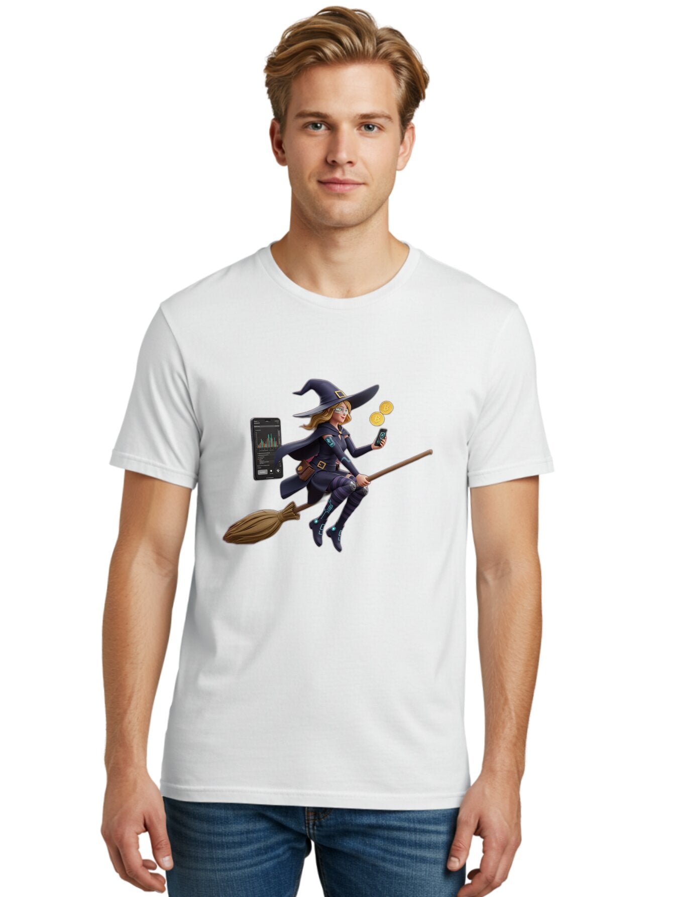 Witch-On-Broomstick-2 Men'S Graphic Tee, 100% Cotton, Comfortable Casual Summer Wear, Machine Washable, Vintage Camera, Old Camera, Antique Camera, Black Camera, Classic Photography, Photography Equipment, Nostalgic Device, Film Camera, Baq209 17