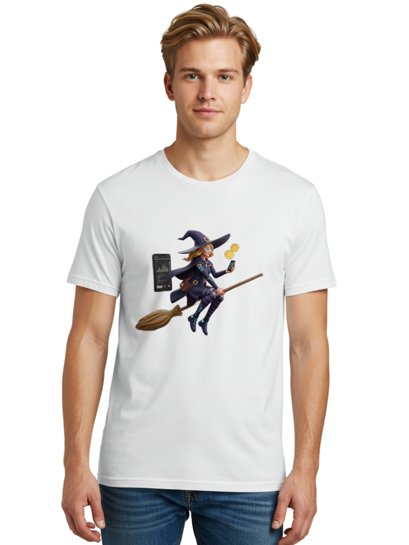 Witch-On-Broomstick-2 Men'S Graphic Tee, 100% Cotton, Comfortable Casual Summer Wear, Machine Washable, Vintage Camera, Old Camera, Antique Camera, Black Camera, Classic Photography, Photography Equipment, Nostalgic Device, Film Camera, Baq209 18
