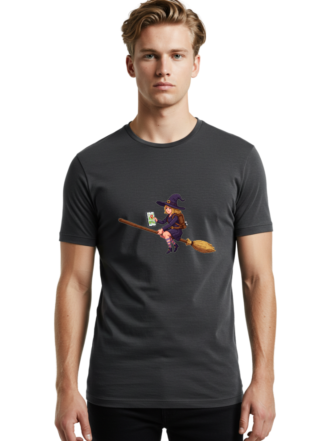 Witch-On-Broomstick-3 Men'S Graphic Tee, 100% Cotton, Comfortable Casual Summer Wear, Machine Washable, Vintage Camera, Old Camera, Antique Camera, Black Camera, Classic Photography, Photography Equipment, Nostalgic Device, Film Camera, Baq210 26